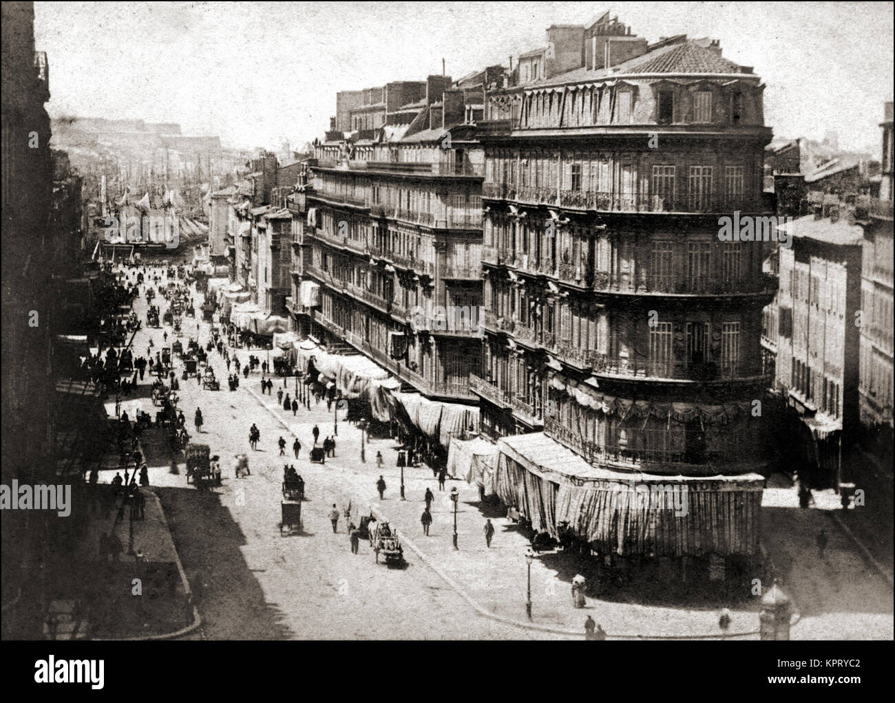 1860 und belebten mediterranen Hafenstadt im Süden Frankreichs Stockfoto