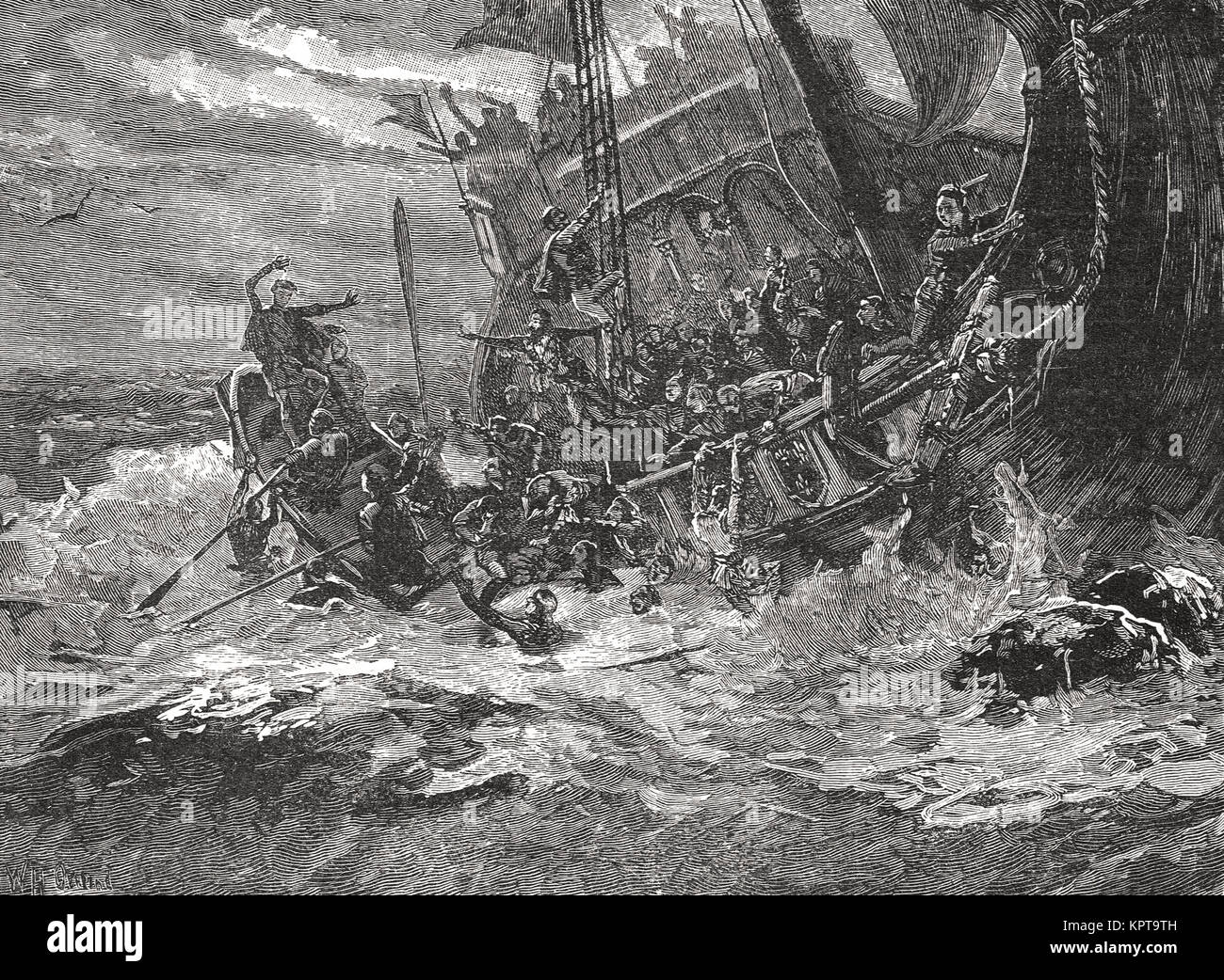 Tod von Prinz William, der Sohn von Heinrich I., 1120 Stockfoto