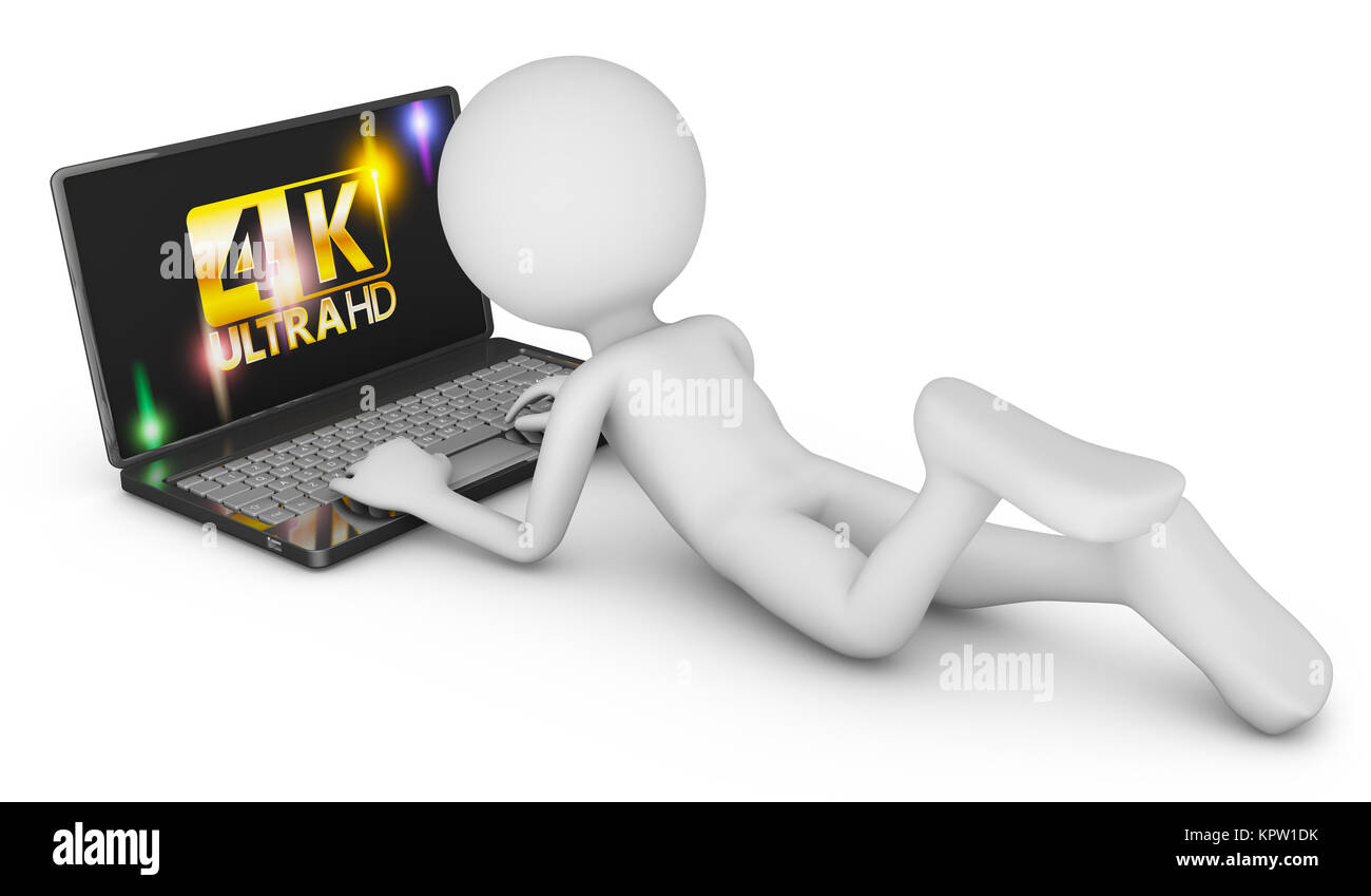 4K-laptop und Mann Stockfoto