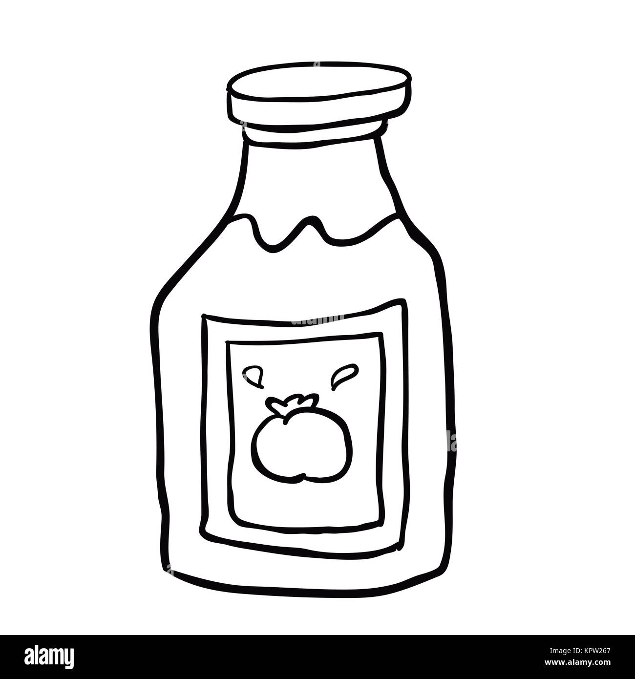Schwarze und weiße freihändig gezeichneten Karikatur ketchup Stockfoto