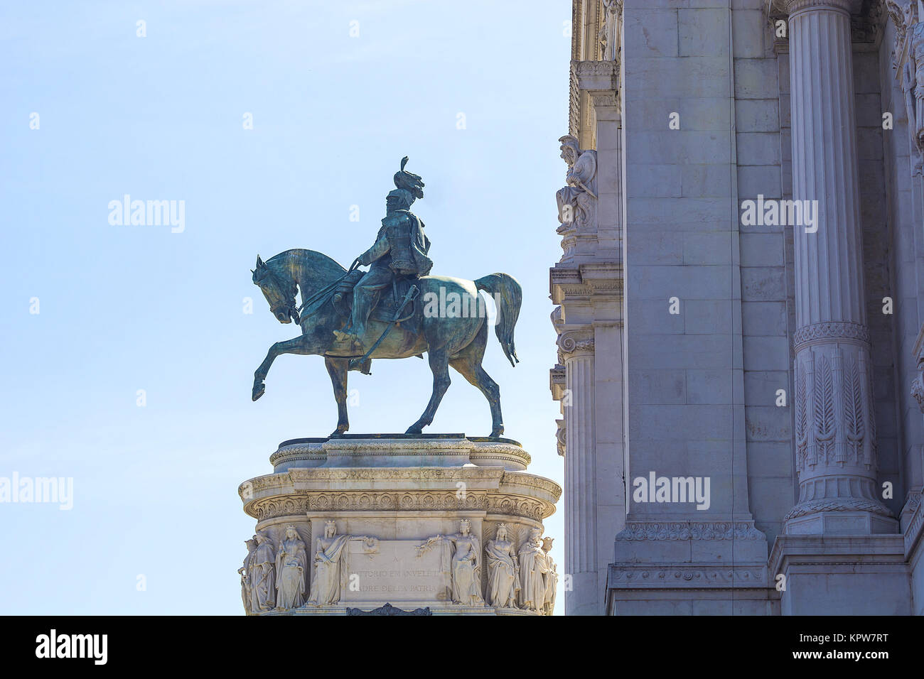 Reiterstandbild von Vittorio Emanuele Stockfoto