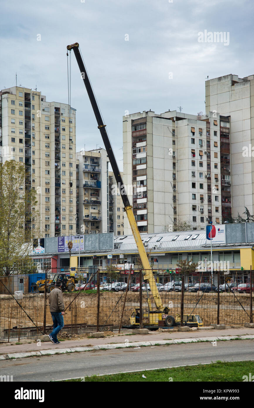 Konkrete Wohnhäusern der comministic Zeitraum in Belgrad, Serbien Stockfoto