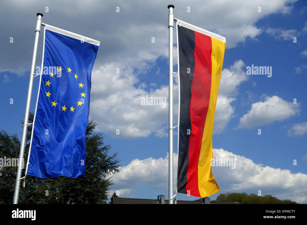 Flaggen der EU und Deutschland Stockfoto