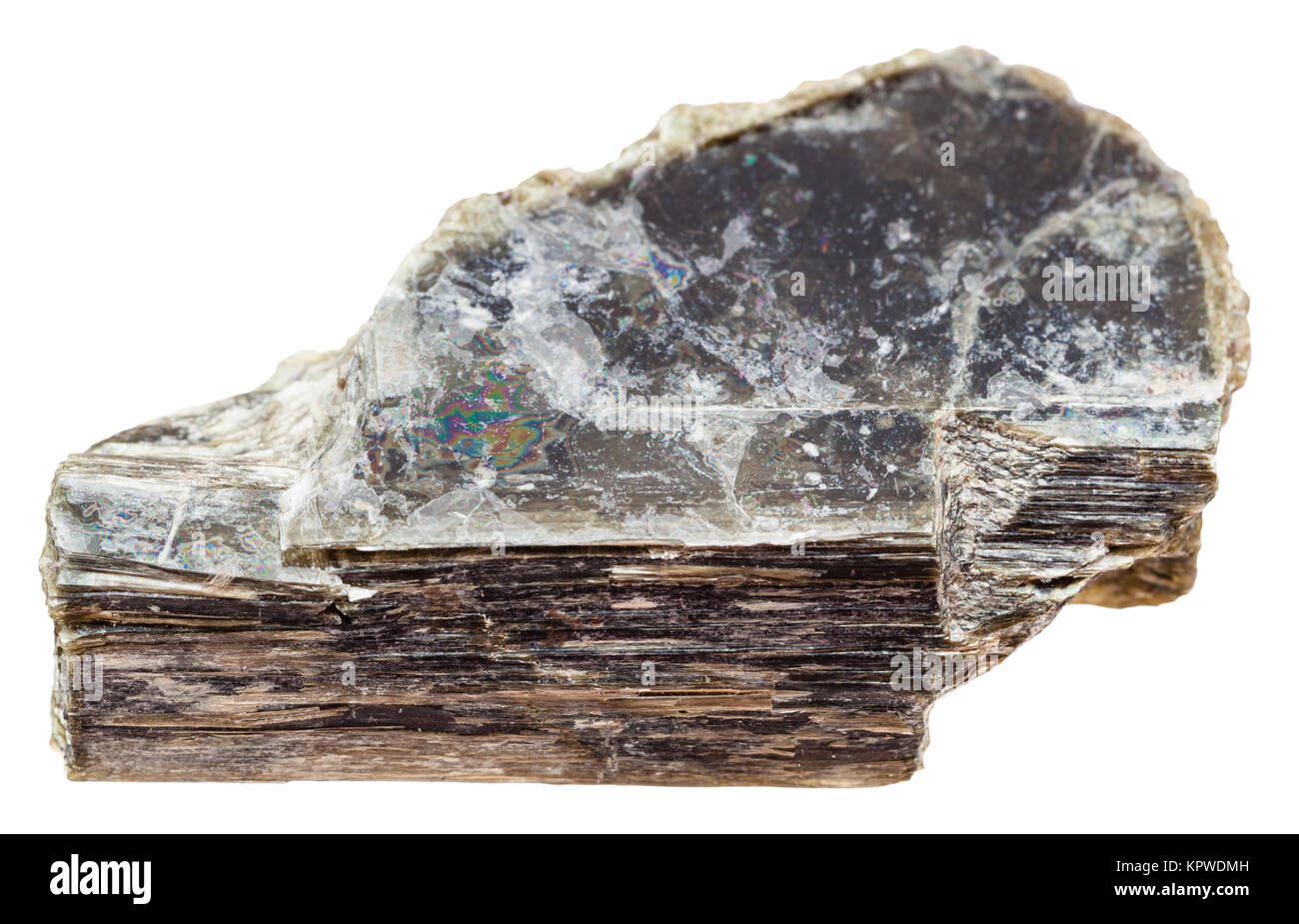 Stein von Muskovit (gemeinsame Glimmer) isoliert Stockfoto
