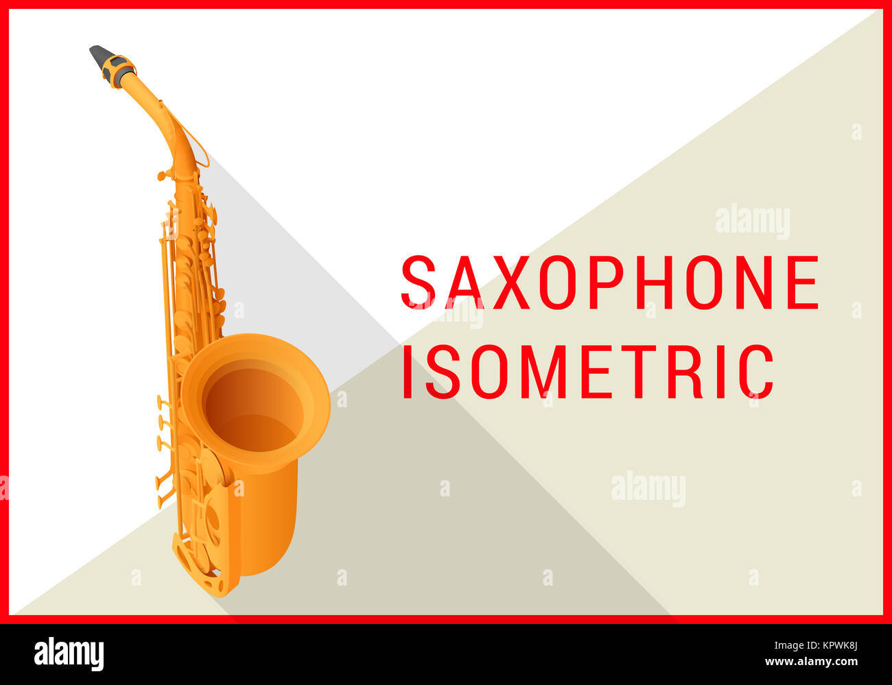 Saxophon isometrisch flach 3D Stockfoto
