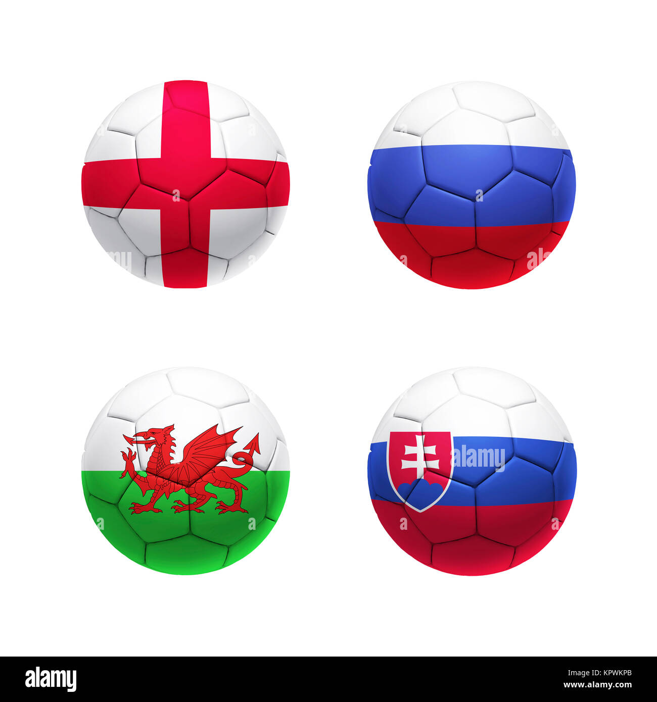 3D-Fußball mit Gruppe B teams Flags Stockfoto