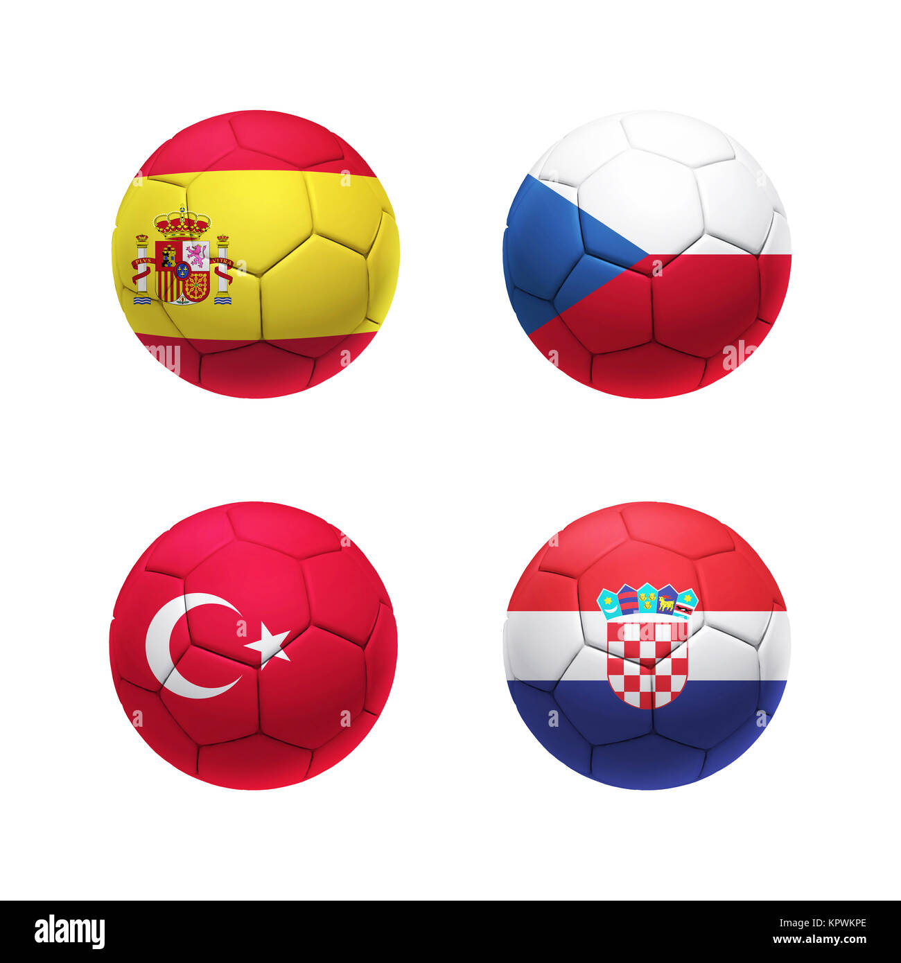 3D-Fußball mit Gruppe D Mannschaften Flags Stockfoto