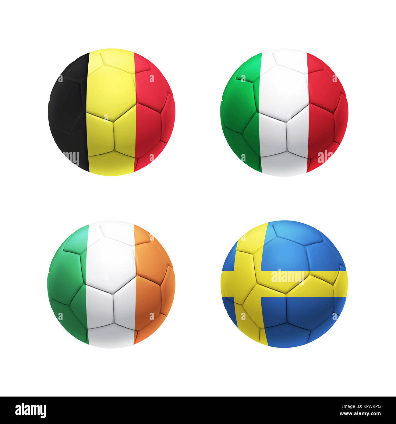 3D-Fußball mit Gruppe E teams Flags Stockfoto