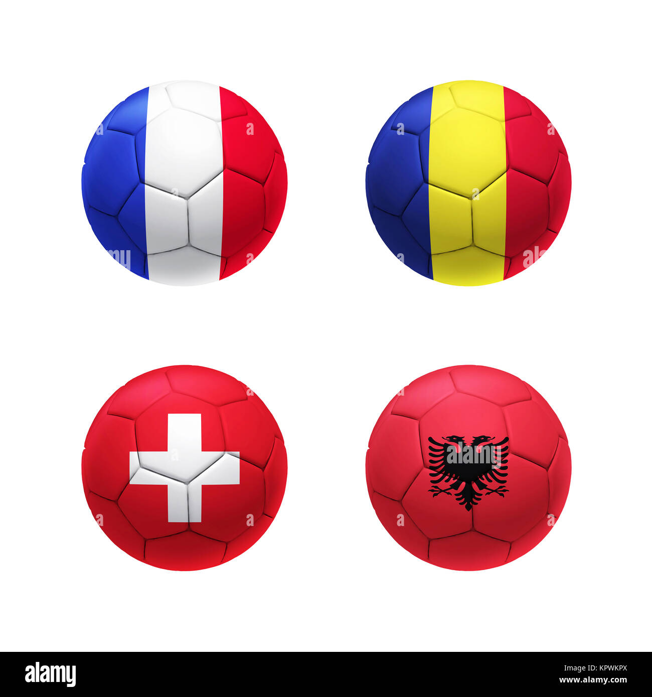 3D-Fußball mit Gruppe A teams Flags Stockfoto