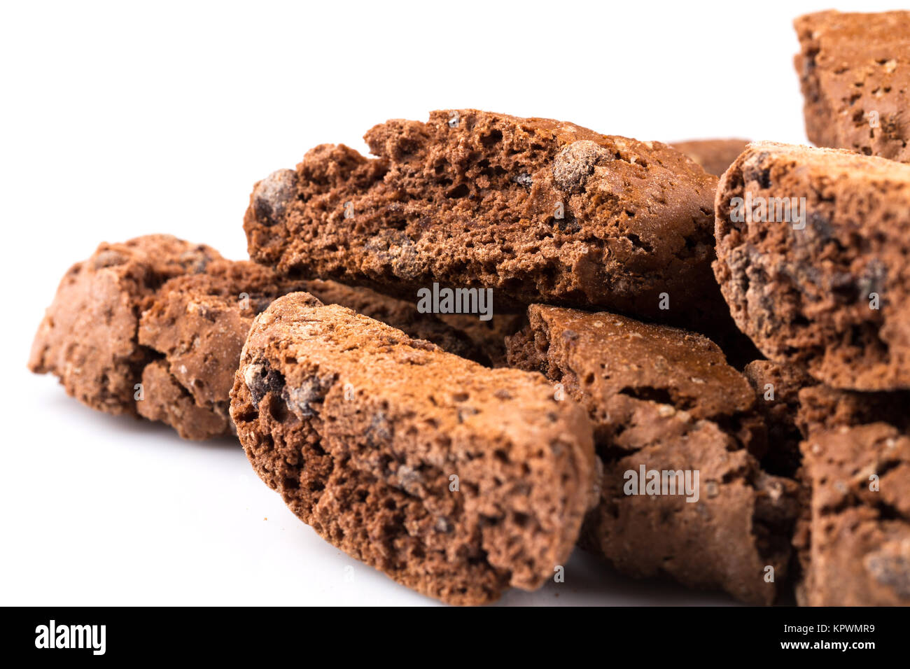 Cantucci mit Schokolade Stück Stockfoto