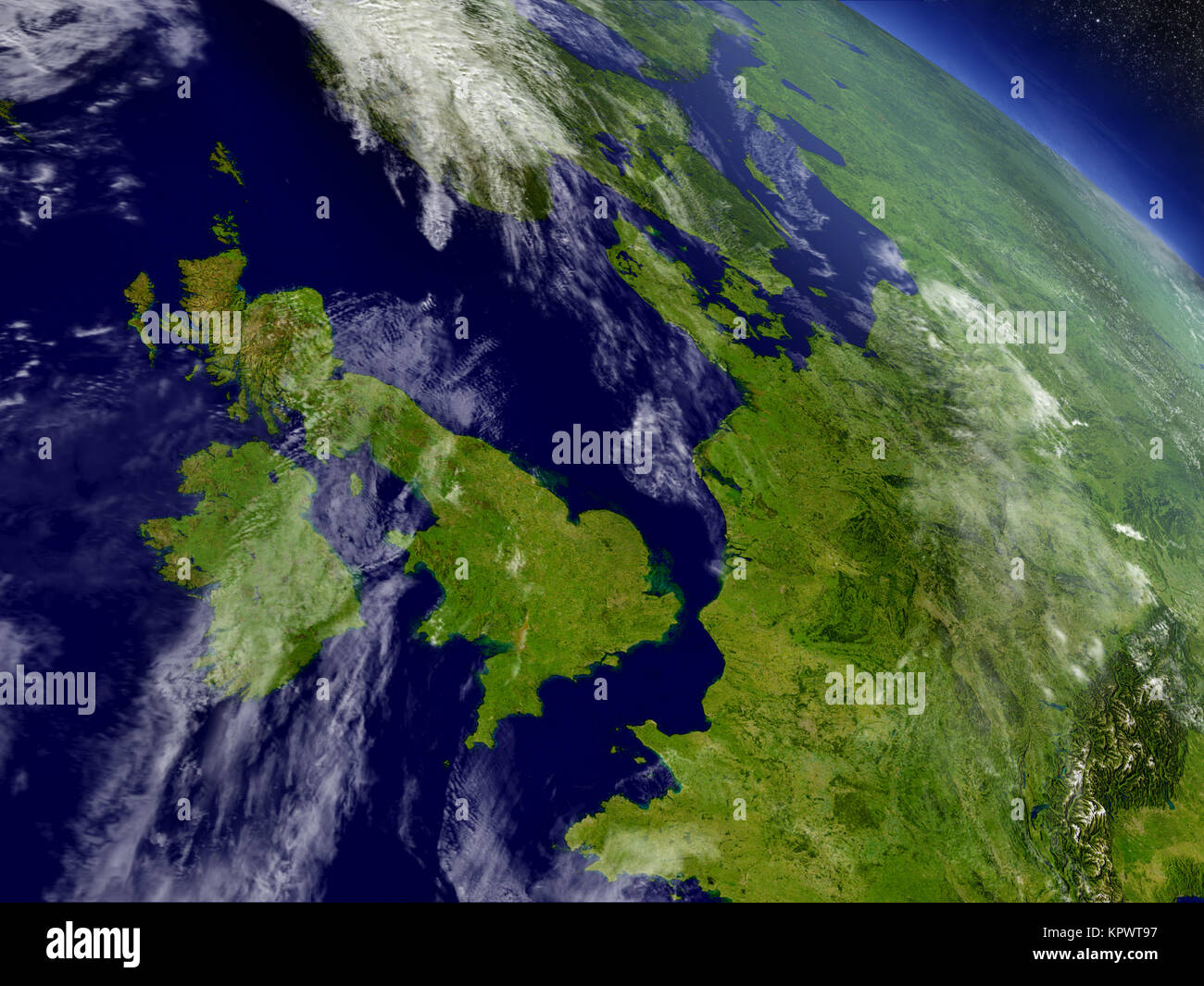 Vereinigtes Königreich aus dem Weltraum Stockfoto