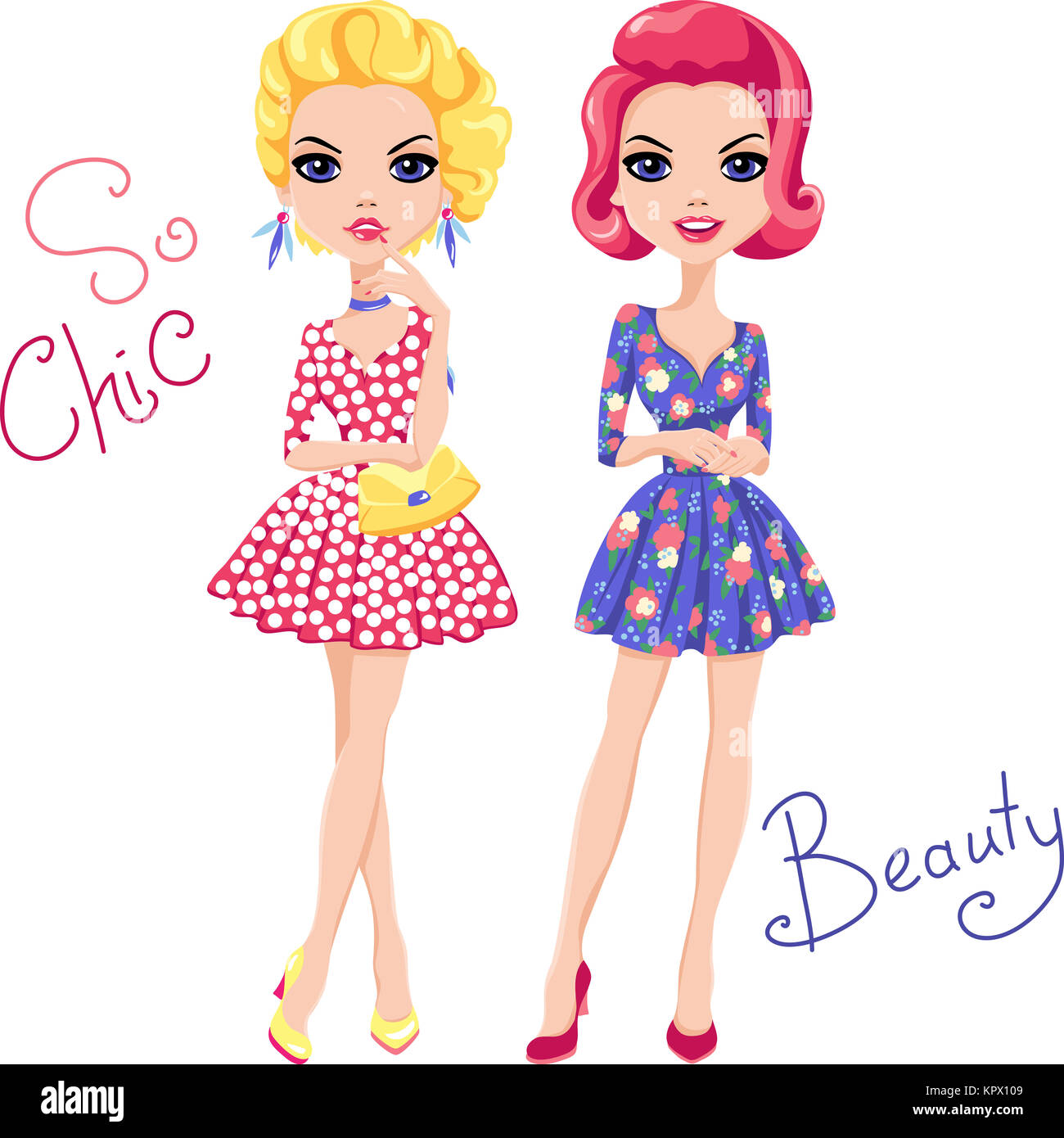 Vektor Pop-Art süße Mode Mädchen Stockfoto