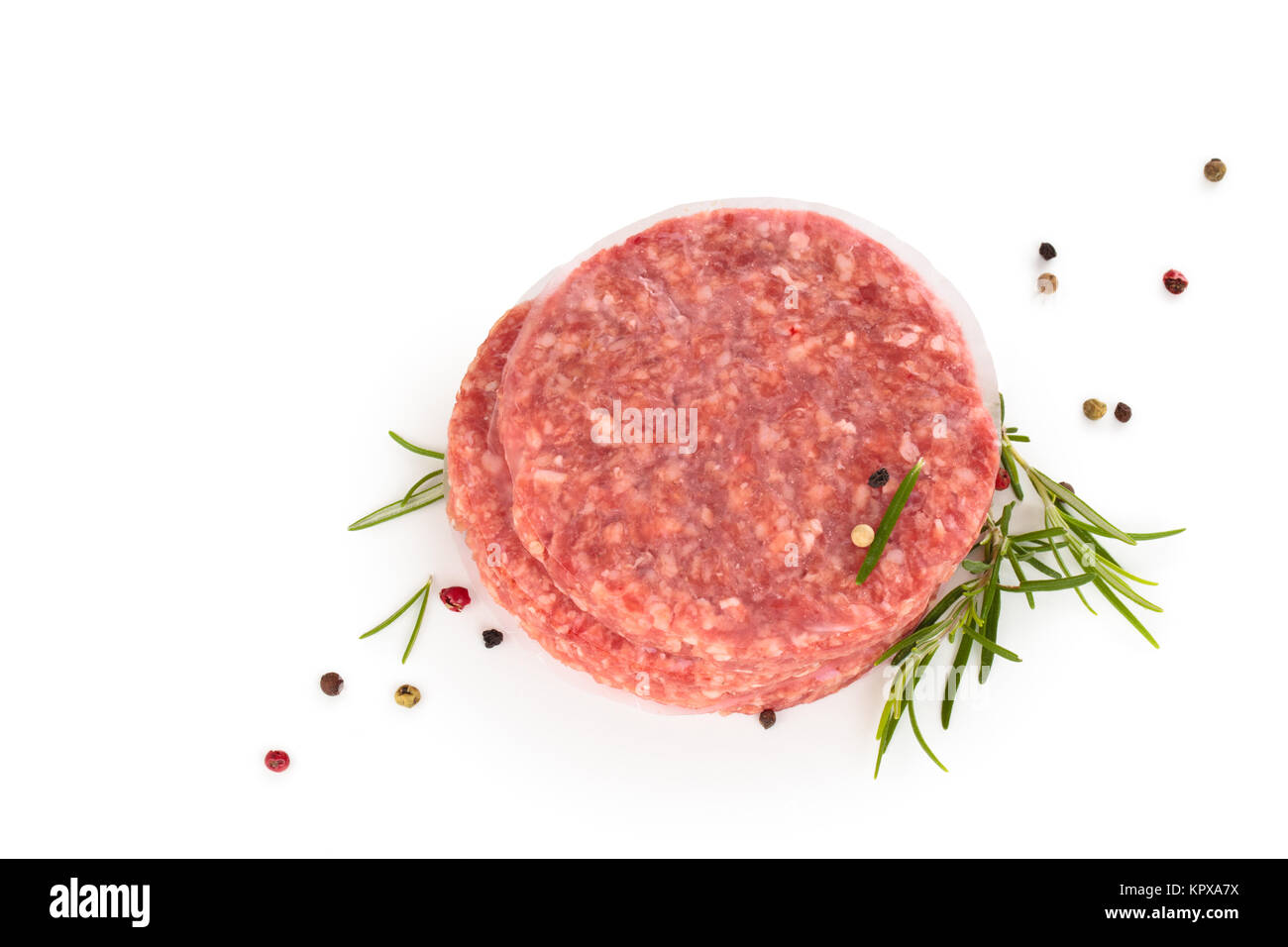 Rohe Hamburger und Gewürzen. Stockfoto