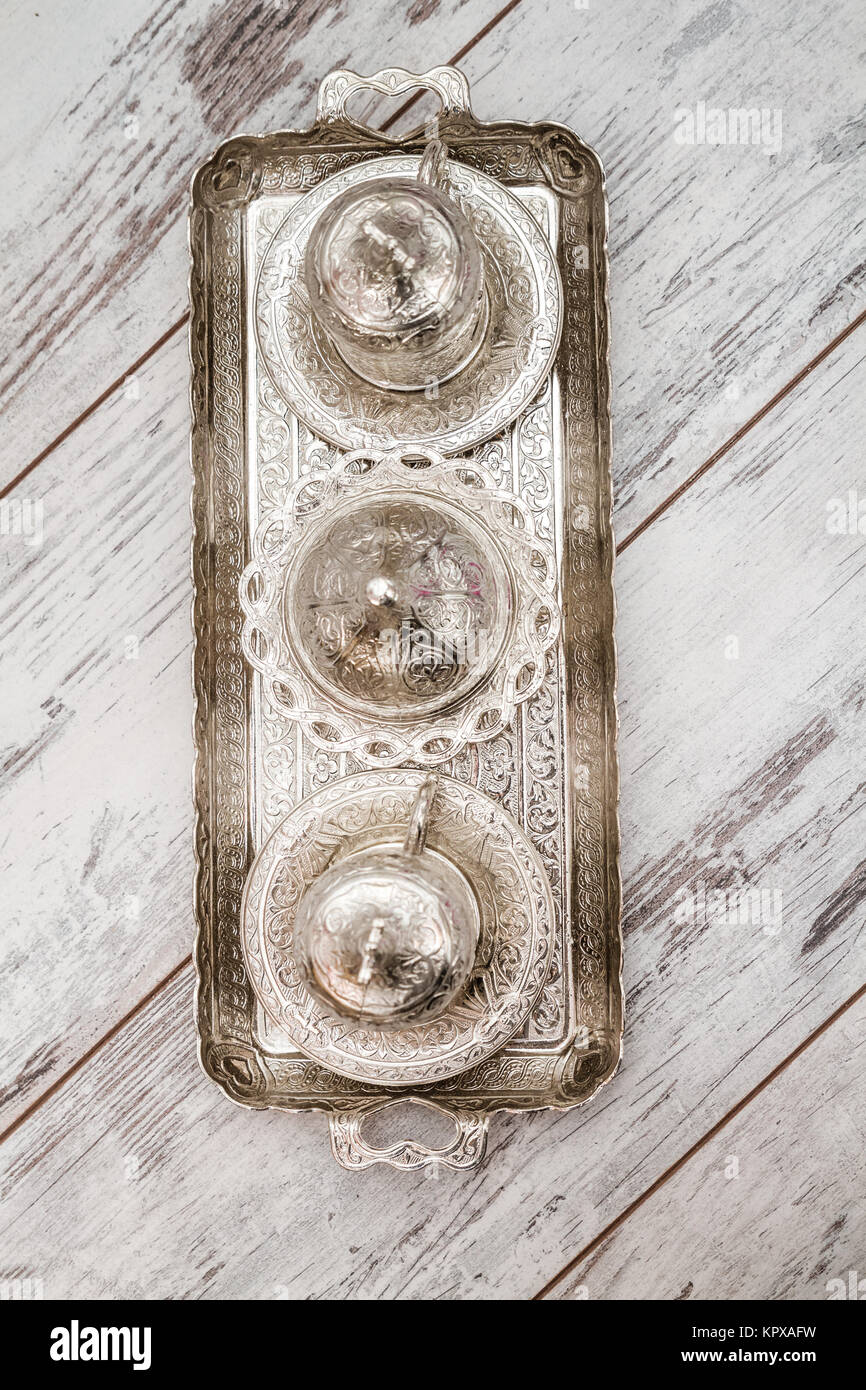 Traditionelle türkische Kaffee Set Stockfoto