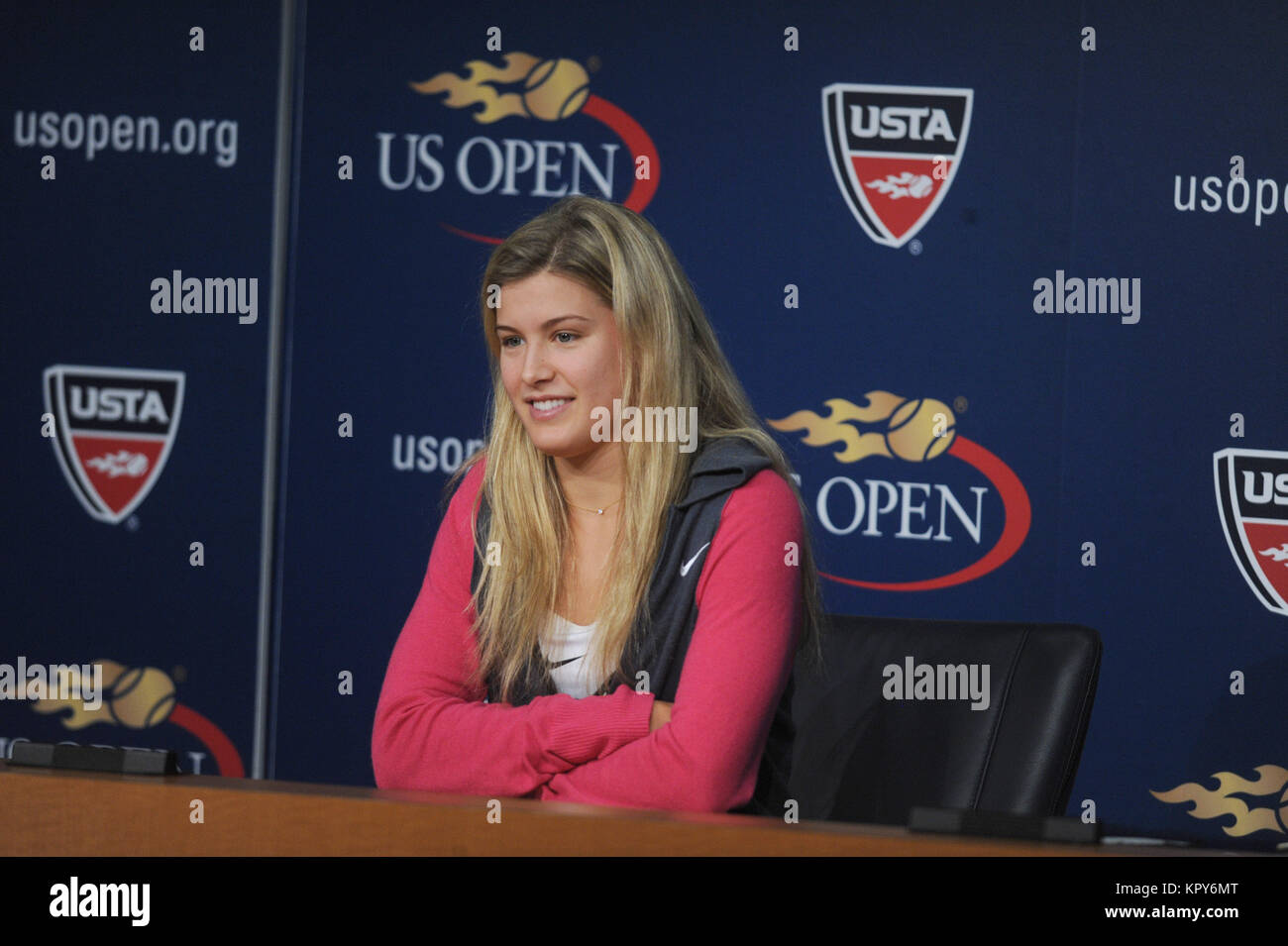 NEW YORK, NY - 23. August: Eugenie Bouchard besucht Arthur Ashe Kids Day auf der Arthur Ashe Stadium Gericht am USTA Billie Jean King National Tennis Center am 23. August 2014 in der Queens Borough von New York City. Personen: Eugenie Bouchard Stockfoto