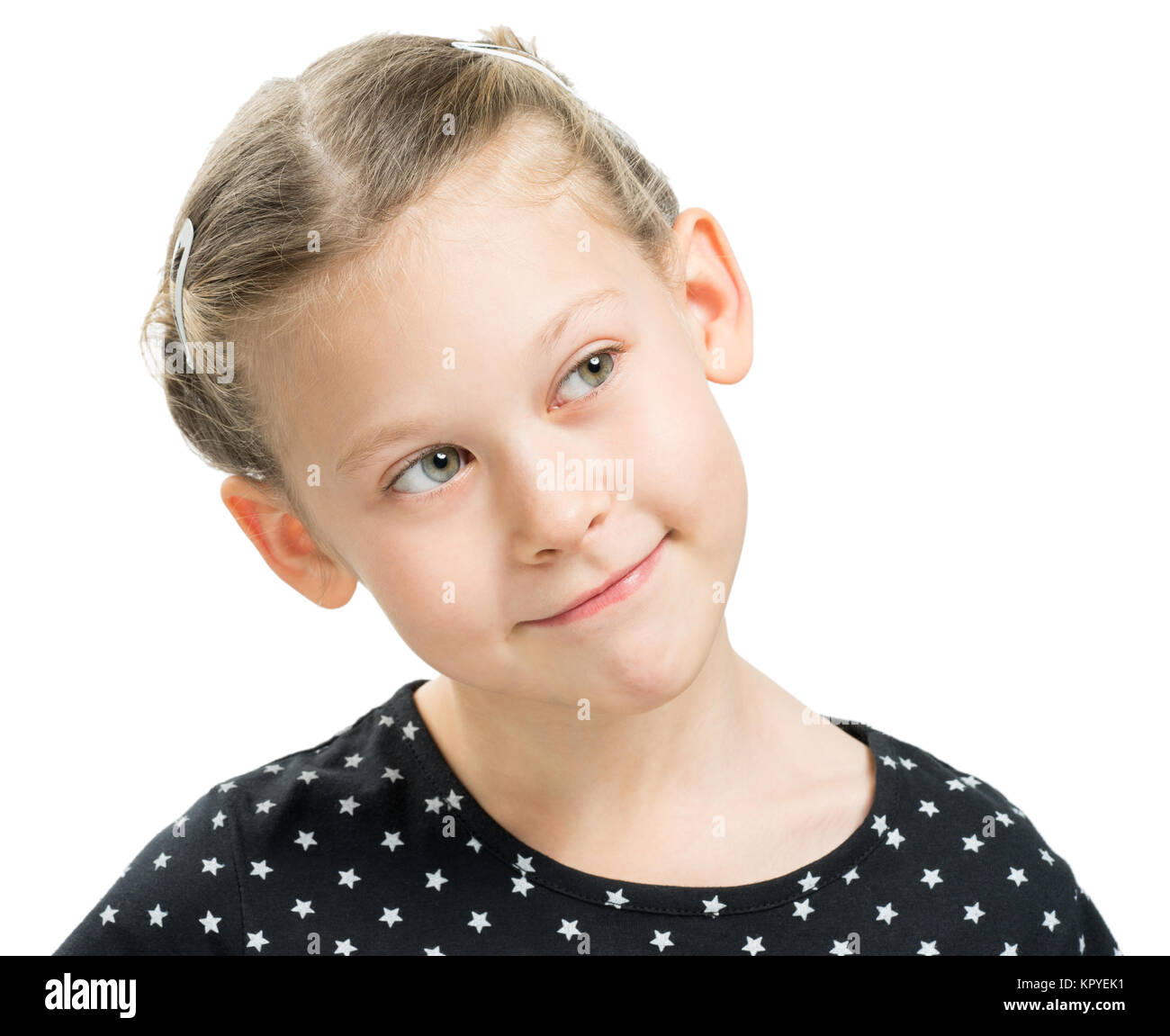 Gerissen kind Emotion, auf weißem Hintergrund. Stockfoto