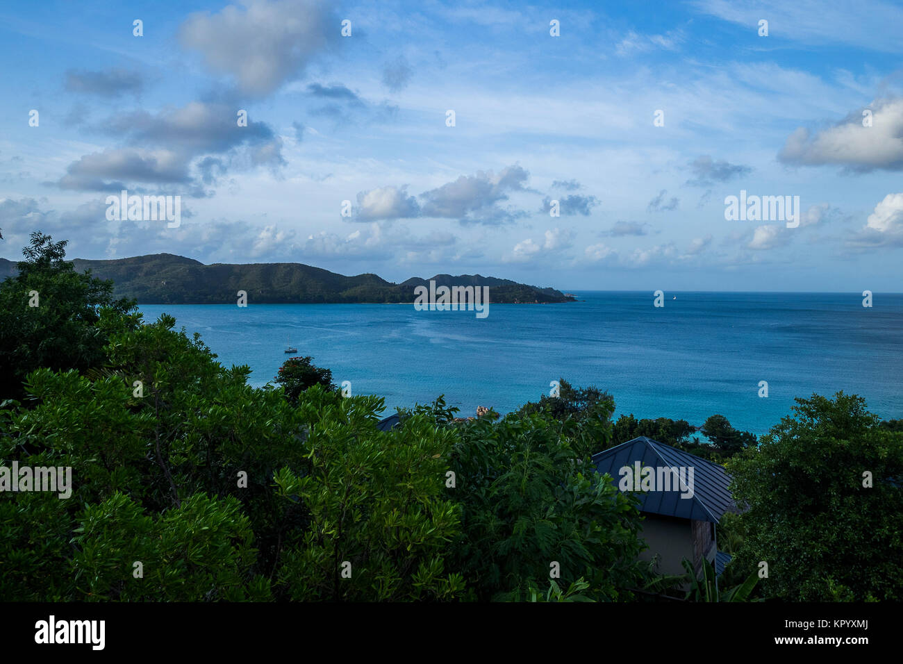 Seychellen - Praslin Island im Anse boudin, gegenüber der Insel curieuse Stockfoto