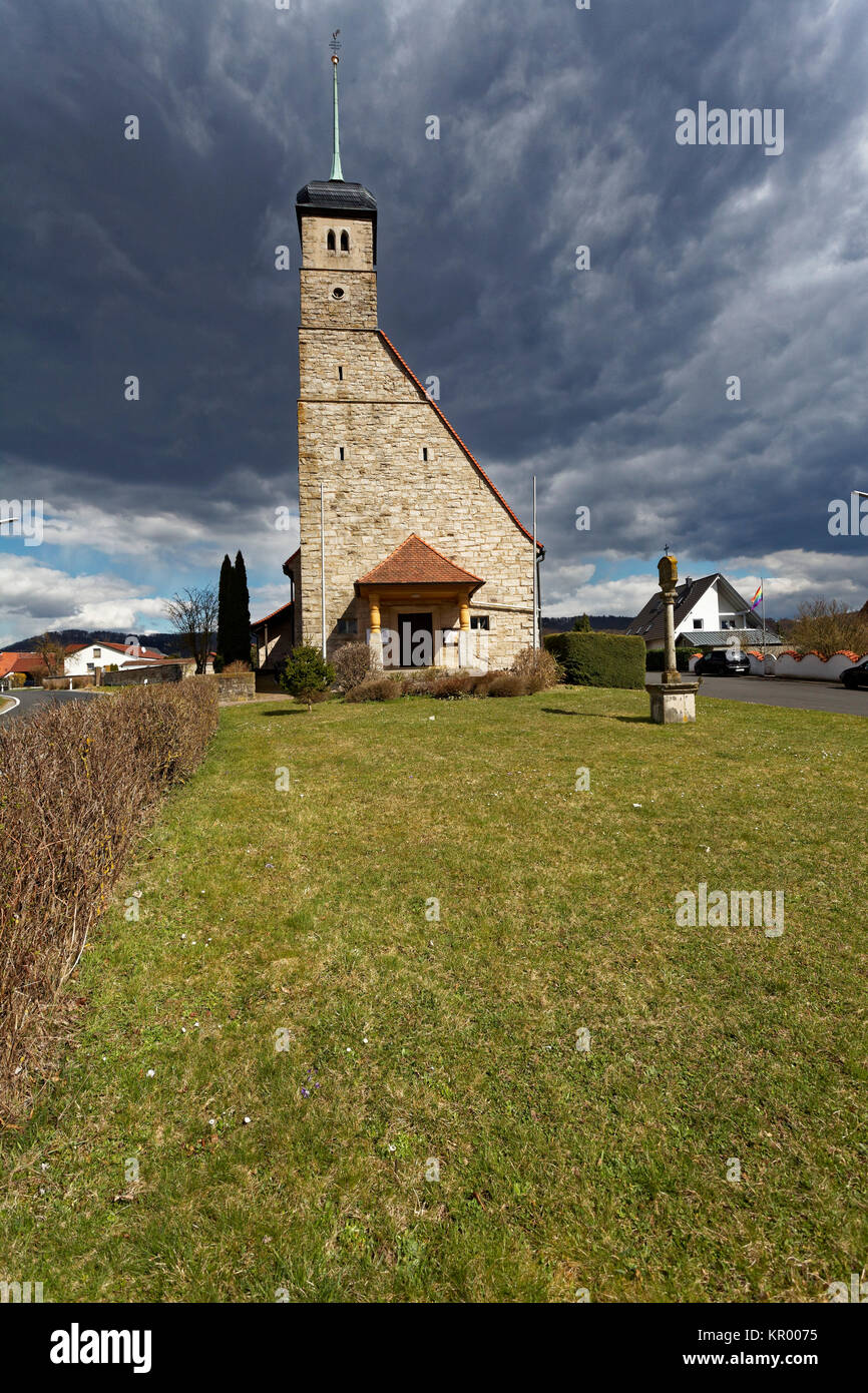 Kirche in hundelhausen, Steigerwald, Landkreis Schweinfurt, Unterfranken, Bayern, Deutschland Stockfoto