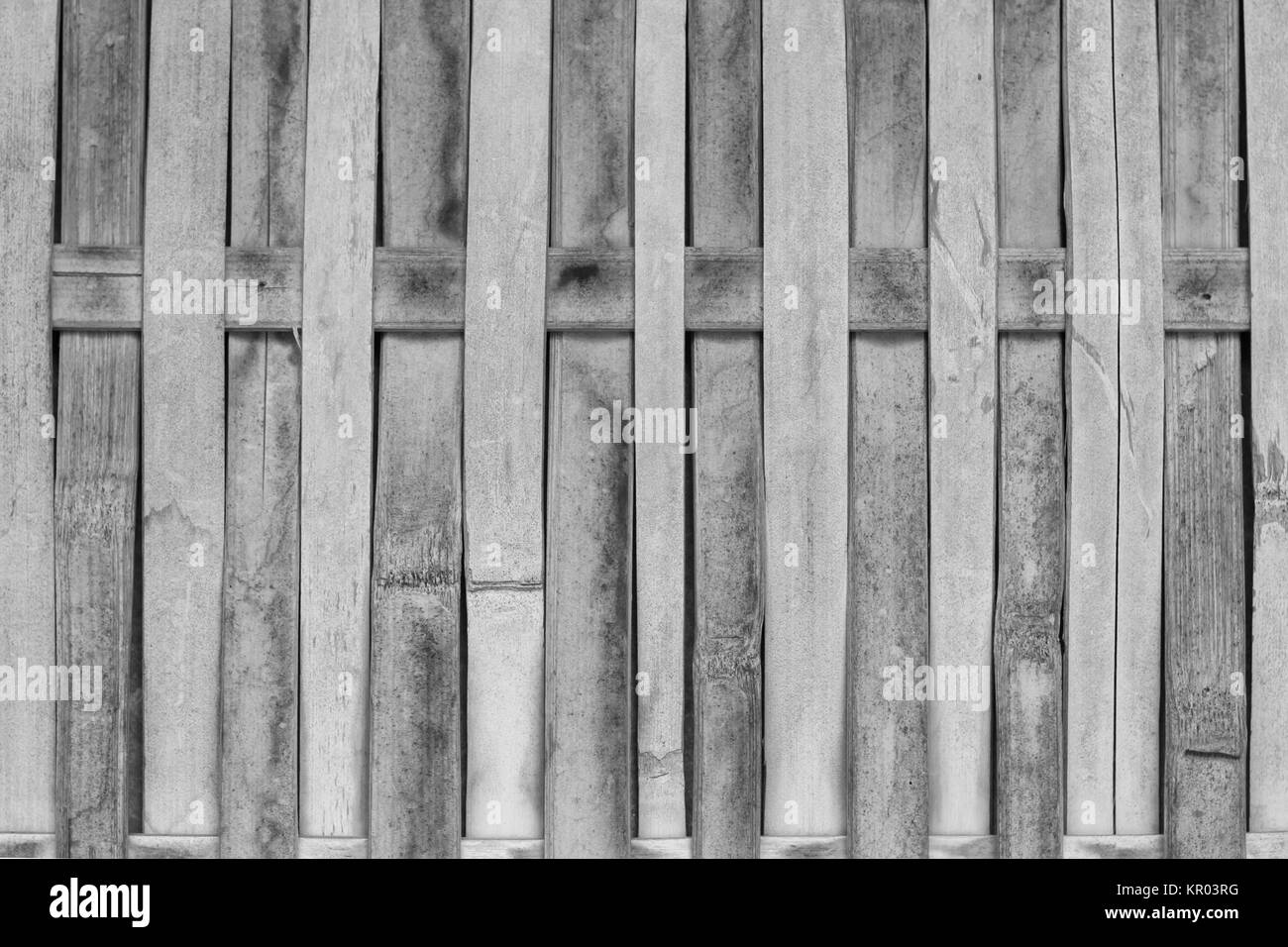 Close up Bambus Zaun mit schwarzen und weißen Ton Stockfoto