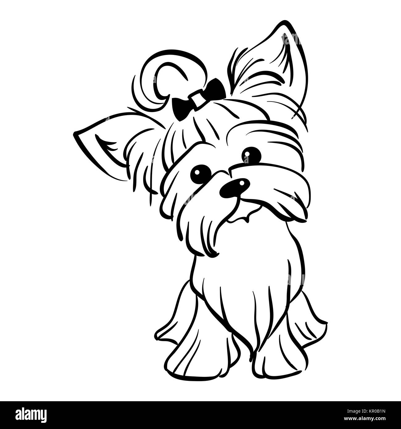 Vector Skizze lustige Yorkshire Terrier Hundesitting Stockfoto