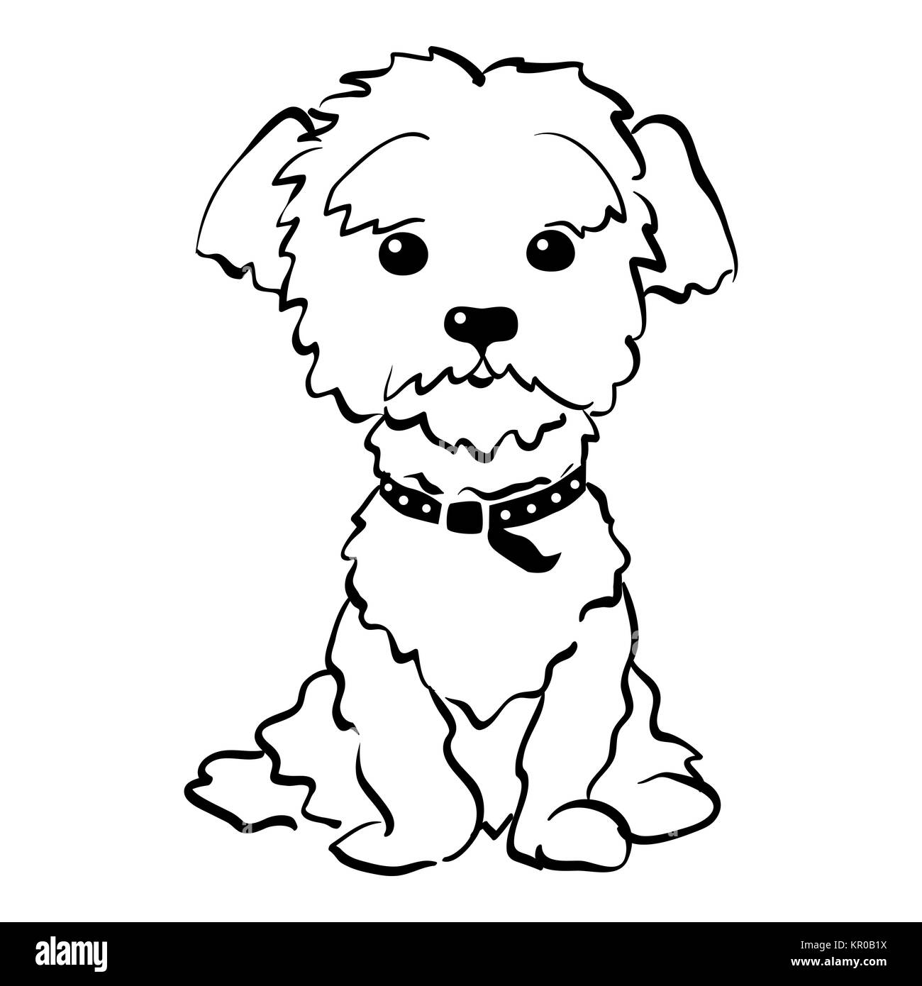 Vector Skizze lustige Malteser Hund sitzend Stockfoto