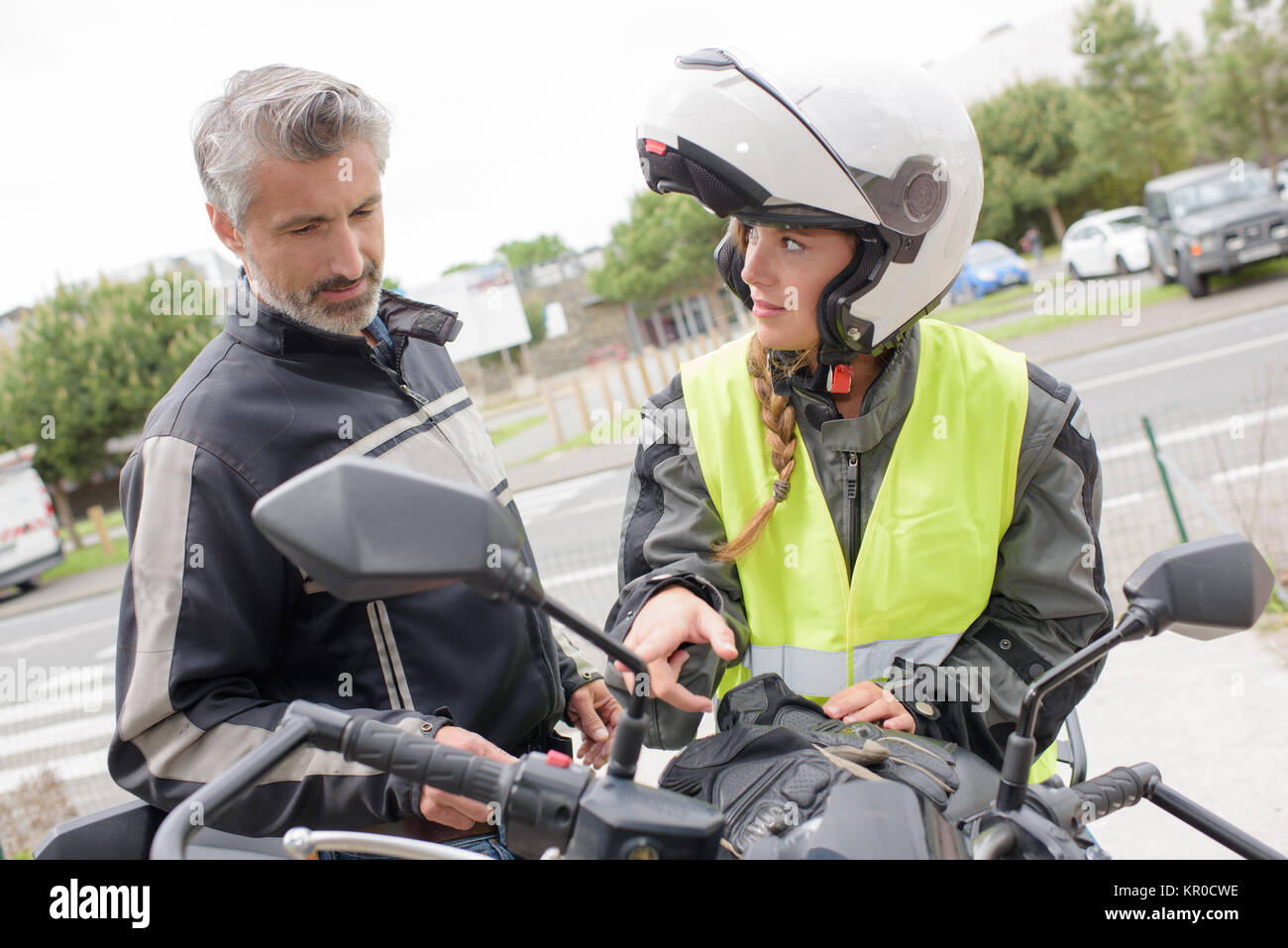 Motorrad-Lektion Stockfoto