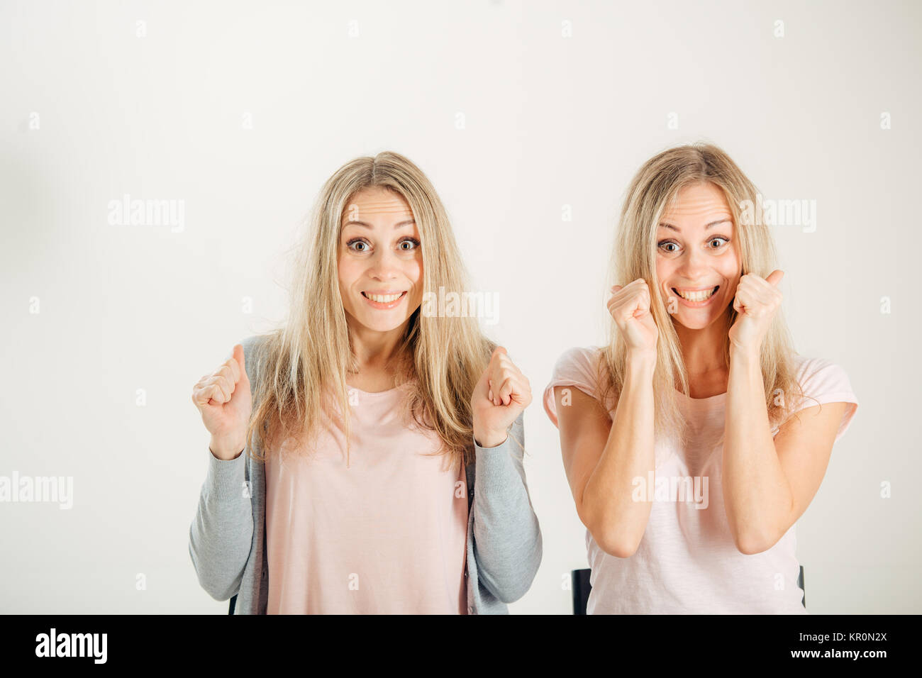 Menschen, Emotionen und Gefühle./Frauen, aufgeregt und sieht gewinnen Stockfoto