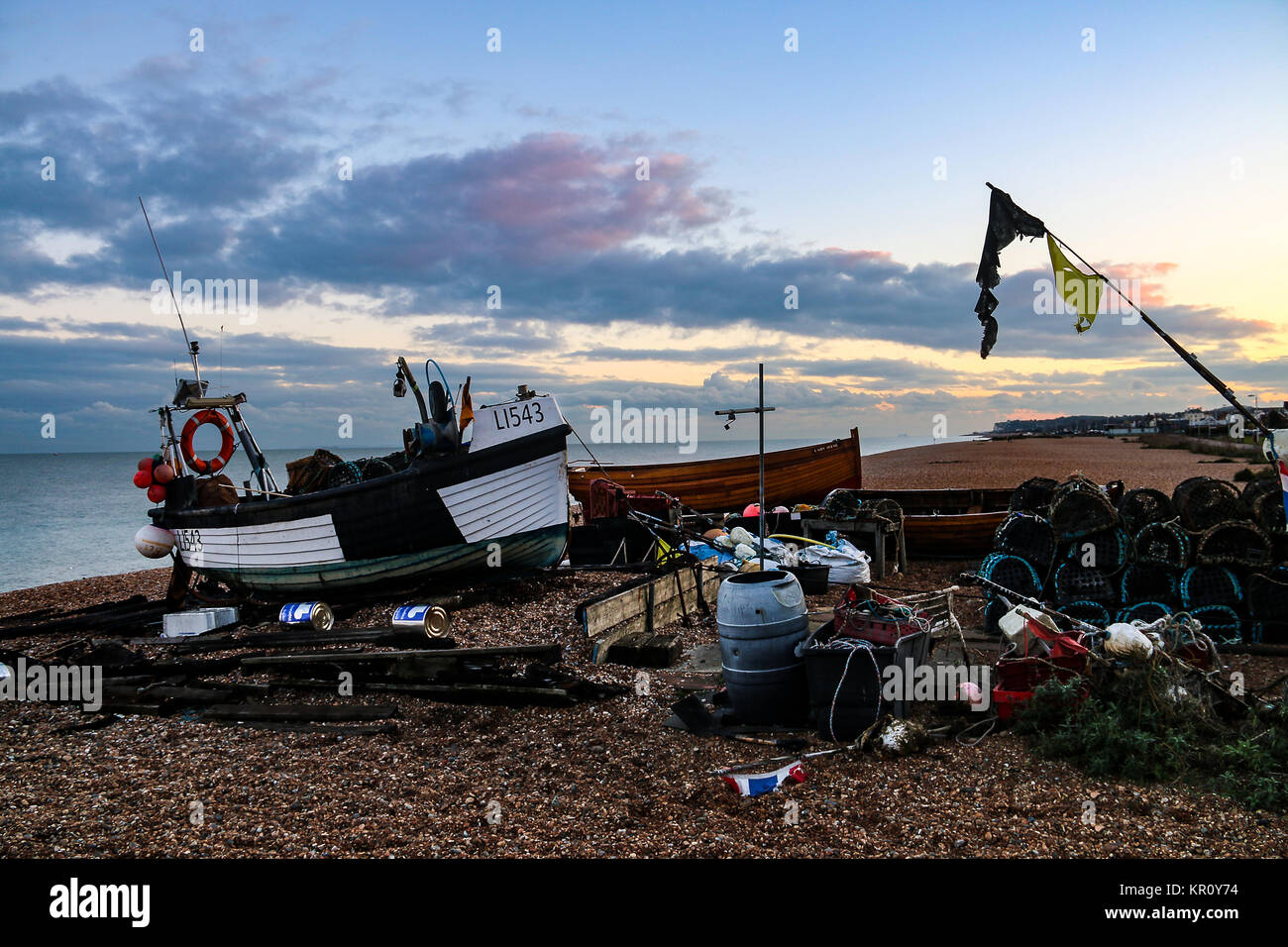 BBC Südost Foto des Tages Nr. 13 02/12/17 - Walmer Boote in der Dämmerung Stockfoto