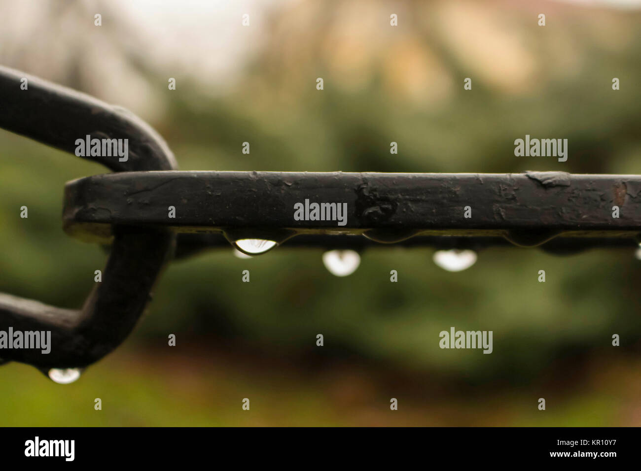 Ein Bügeleisen schwarz Kette nass und Unschärfe Stockfoto