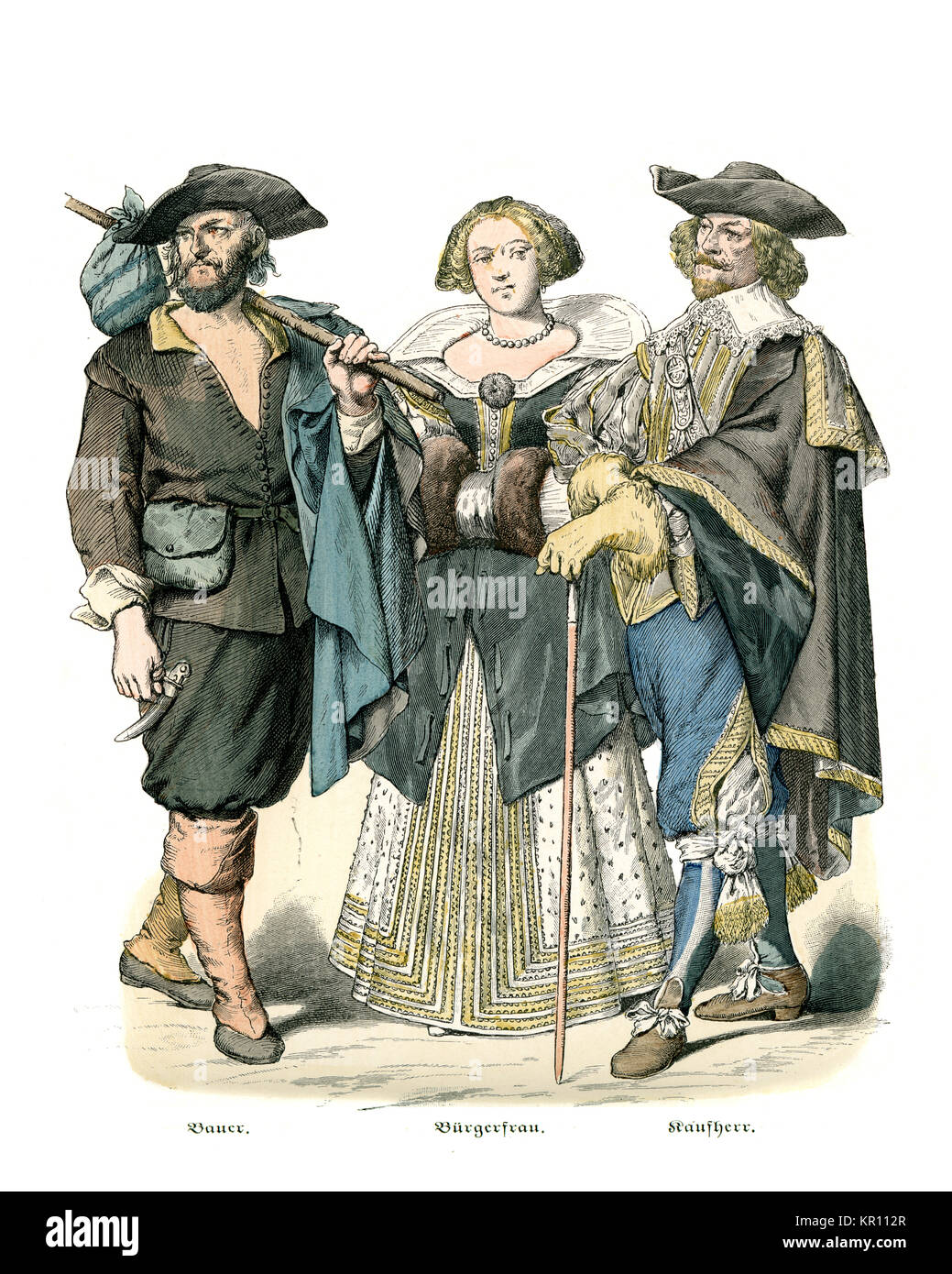 Geschichte der Mode, Kostüme von französischen Bauern, Burger frau und