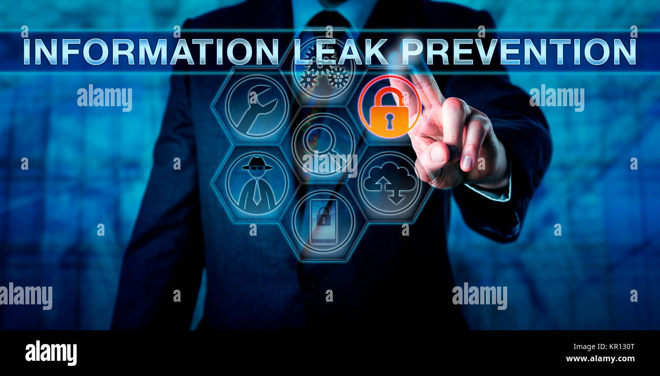 Ingenieur berühren Information Leak Prevention Stockfoto