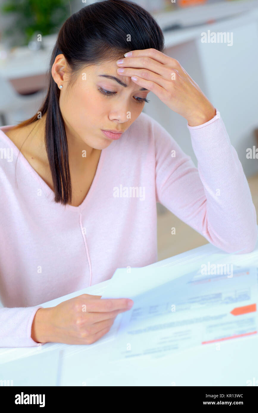 Frau Geld Probleme Stockfoto