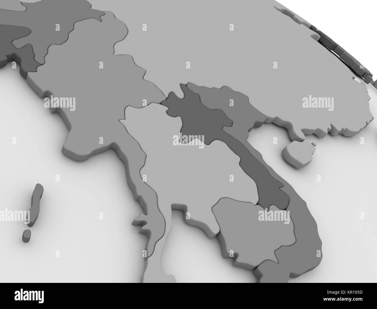 Myanmar auf grau 3D-Karte Stockfoto