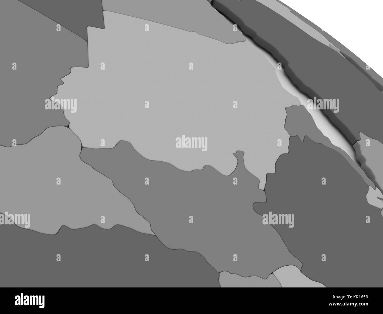 Sudan und im Südsudan auf grau 3D-Karte Stockfoto