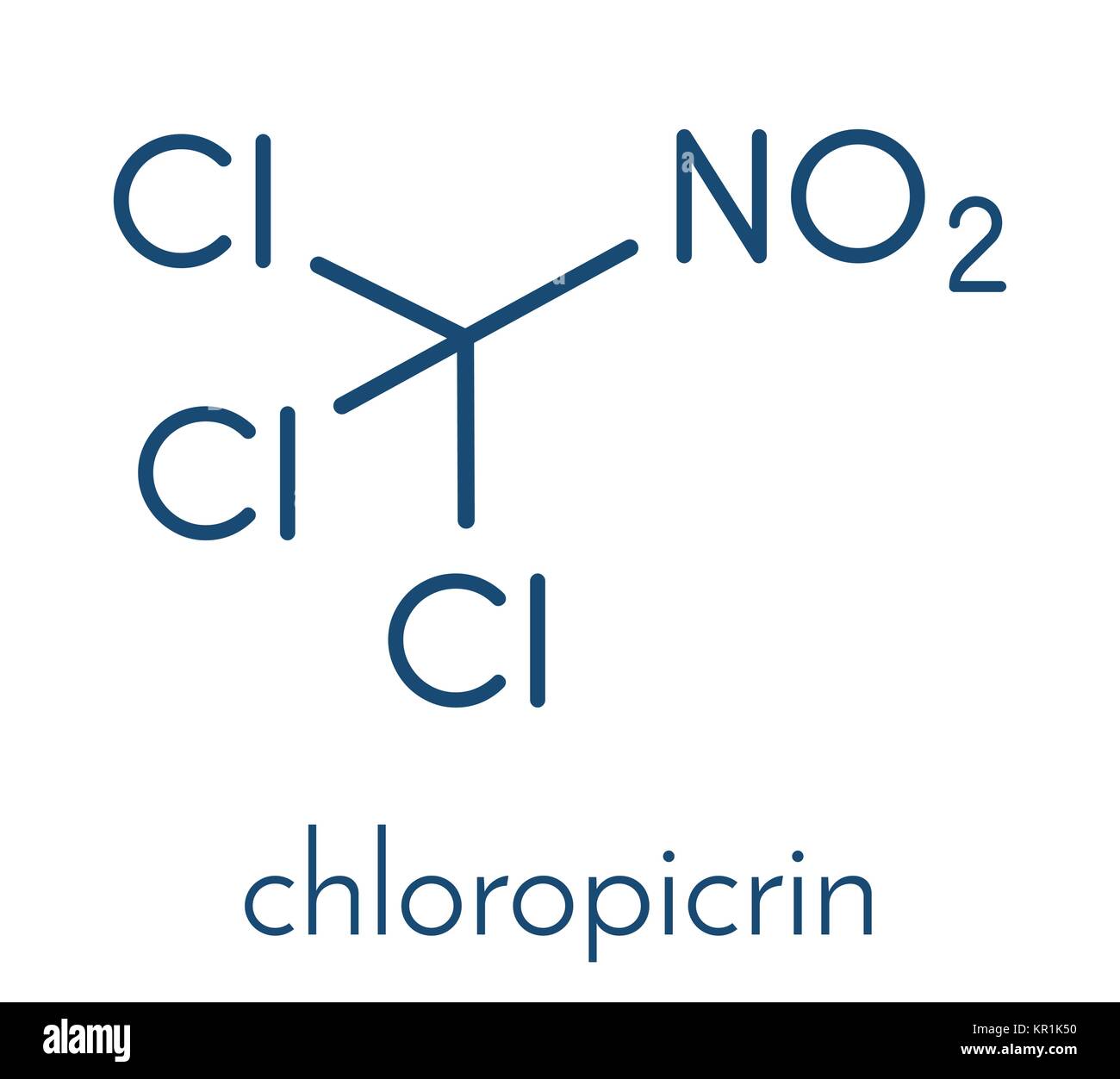 Chlorpikrin Boden begasungsmittel Molekül. Skelettmuskulatur Formel. Stock Vektor