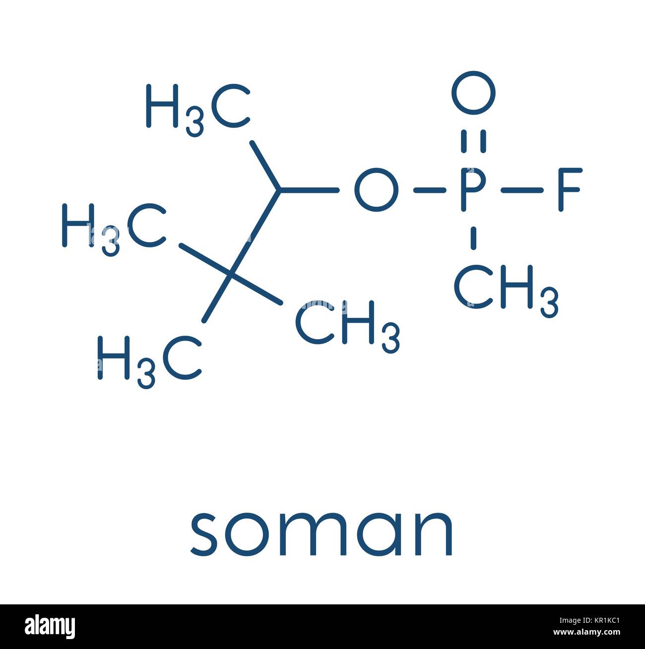 Soman Nerv agent Molekül (chemische Waffe). Skelettmuskulatur Formel. Stock Vektor