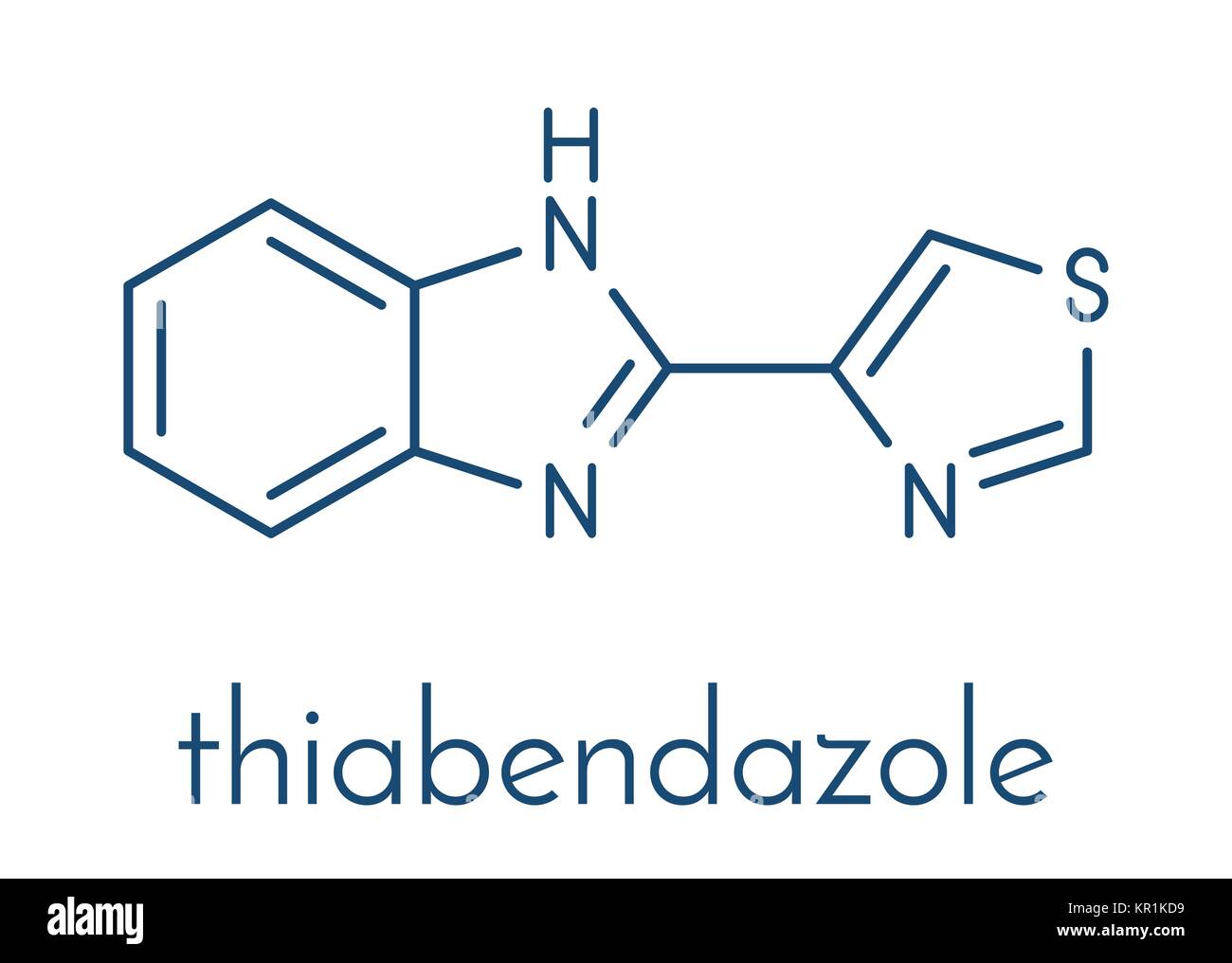 Thiabendazol (thiabendazol) Fungizide und anti-parasit Molekül. Als Konservierungsmittel und antihelmintic Droge verwendet. Skelettmuskulatur Formel. Stock Vektor