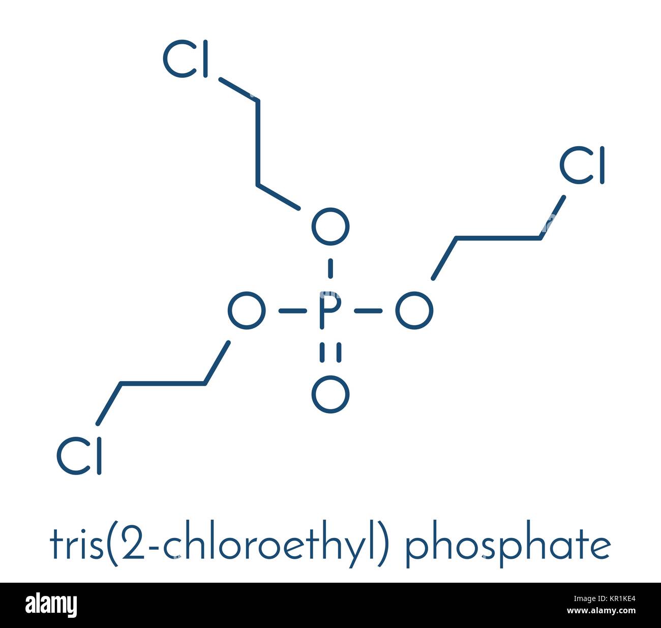 TCEP [Tris(2-chloroethyl)phosphat] Molekül. Als Flammschutzmittel und Weichmacher bei der Herstellung von Polymeren verwendet. Verdacht auf toxische Wirkung auf Re Stock Vektor