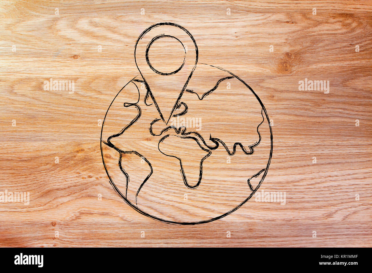 Lustige Globus mit geotaging Design Stockfoto