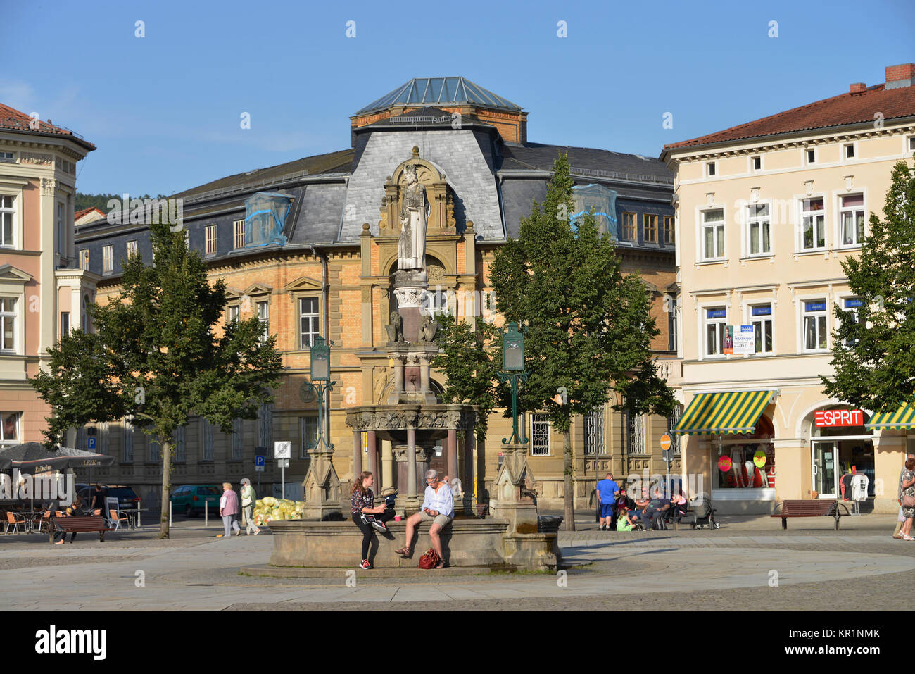 Heinrichsbrunnen, Marktplatz, Meiningen, Thüringen, Deutschland, Marktplatz, Thüringen, Deutschland Stockfoto