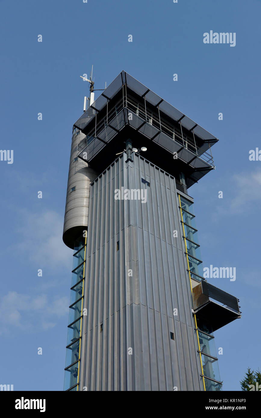 Racing steilen Weg Aussichtspunkt, Masserberg, Thüringer Wald, Thüringen, Deutschland, Rennsteigwarte, Thüringer Wald, Thüringen, Deutschland Stockfoto