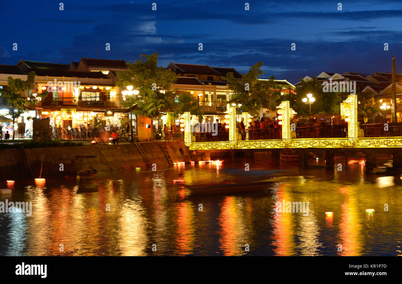 Promenade, Do gutschein Fluss, in Hoi An, Vietnam, Thu Bon Fluss, Hoi An Stockfoto