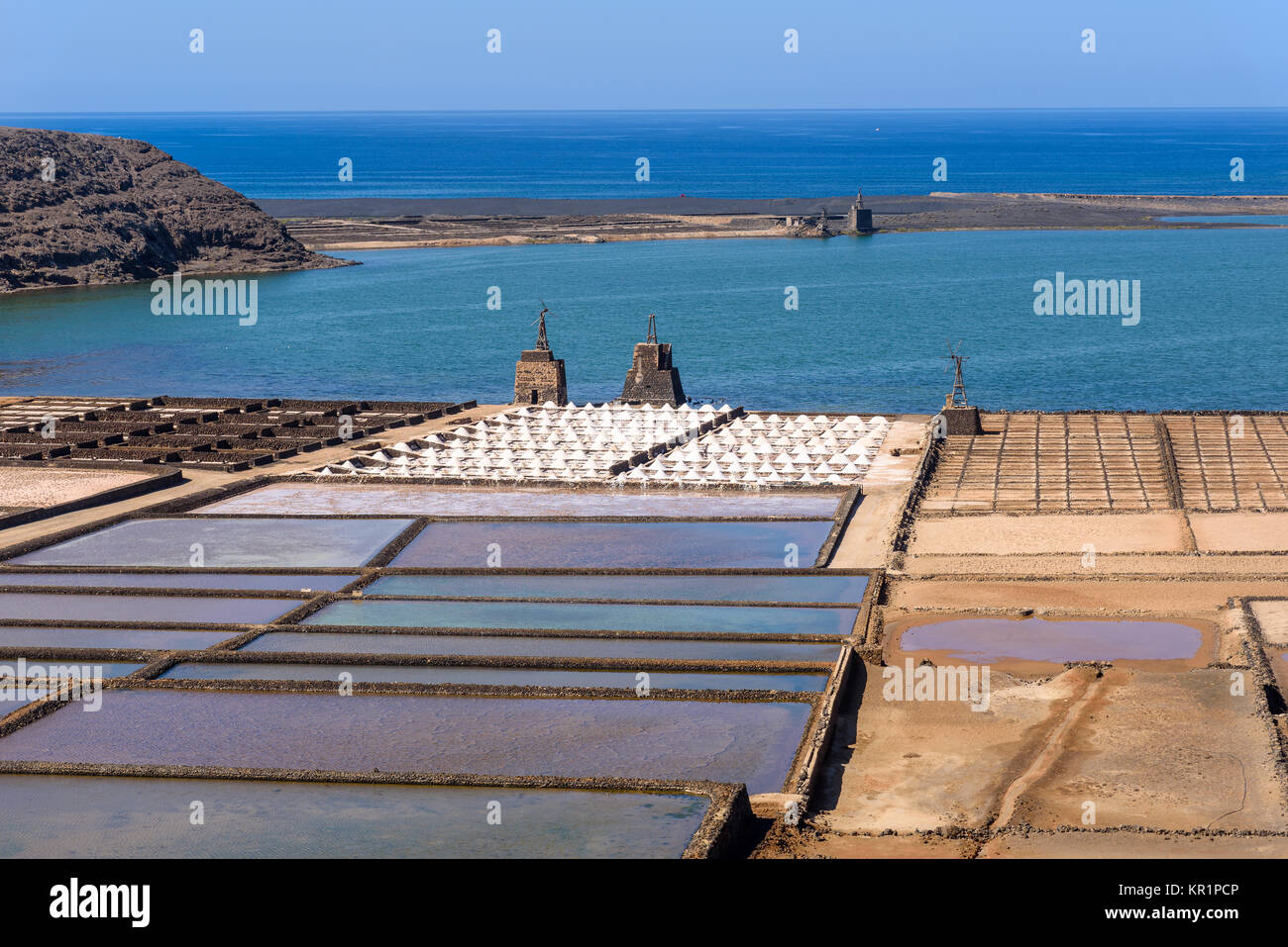 Salinen Salinas de Janubio Lanzarote, Kanarische Inseln, Spanien Stockfoto
