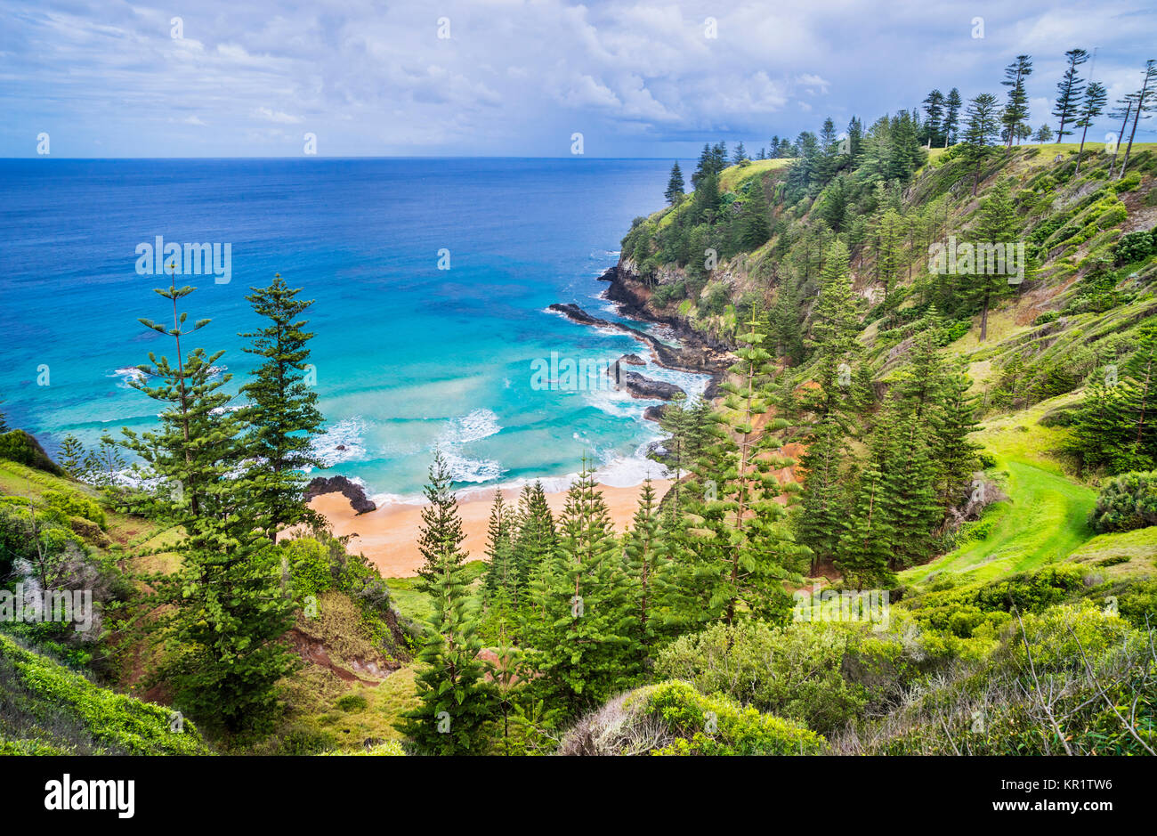 Norfolk Island, Australische externe Gebiet, Anson Bay, an der Küste Blick von Anson Bay finden Stockfoto