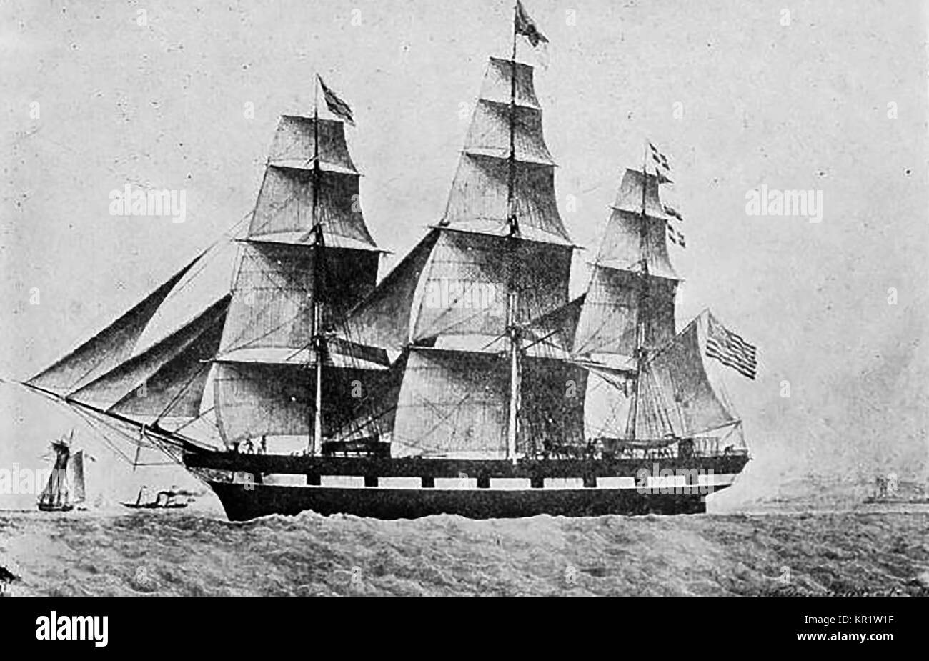 Das Segelschiff Frank Johnson errichtete in Cape Elizabeth, Maine USA 1850 Stockfoto