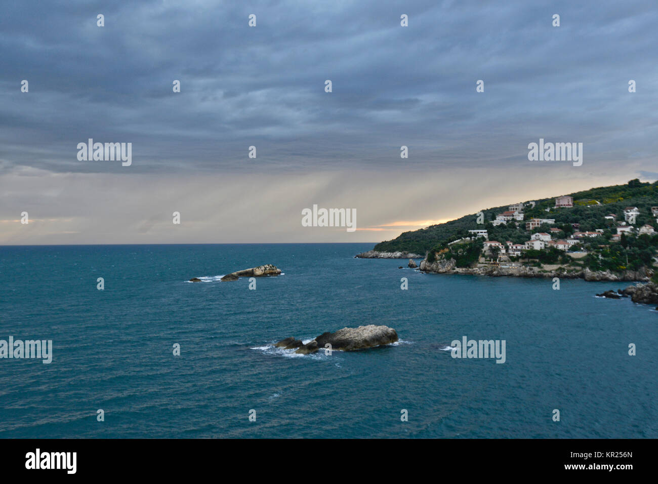 Ulcinj, mit Blick auf die Adria und die Küste Stockfoto