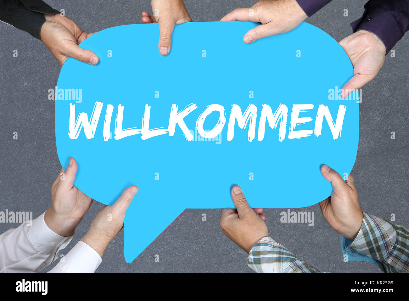 Gruppe Menschen willkommen Kunde Kunde Flüchtling Flüchtlinge Mitarbeiter Stockfoto