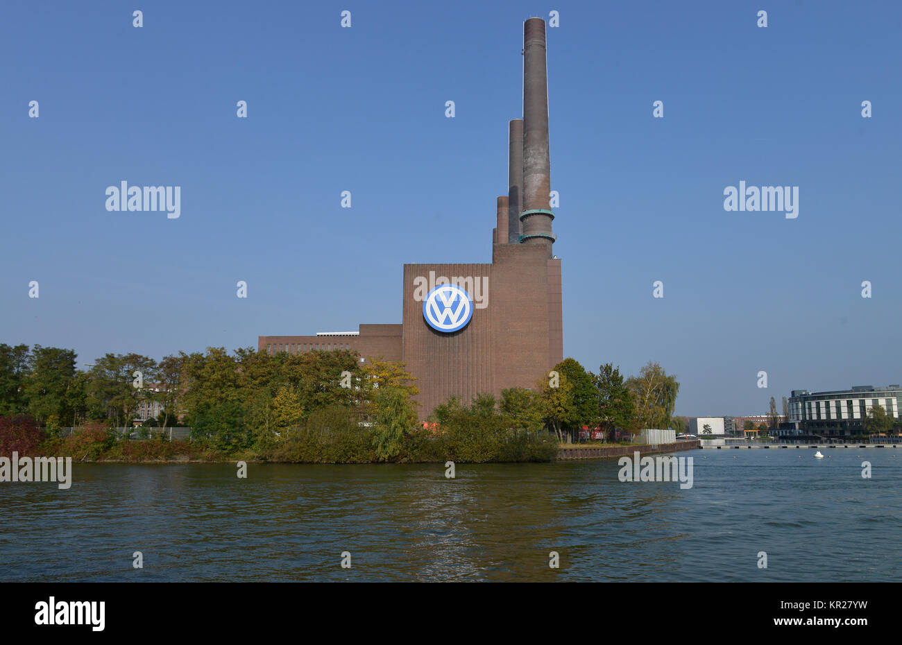 Heizleistung die Nord/Süd, Beförderung, Wolfsburg, Niedersachsen, Deutschland, Heizkraftwerk Nord/Süd, Volkswagenwerk, Niedersachsen, Stockfoto