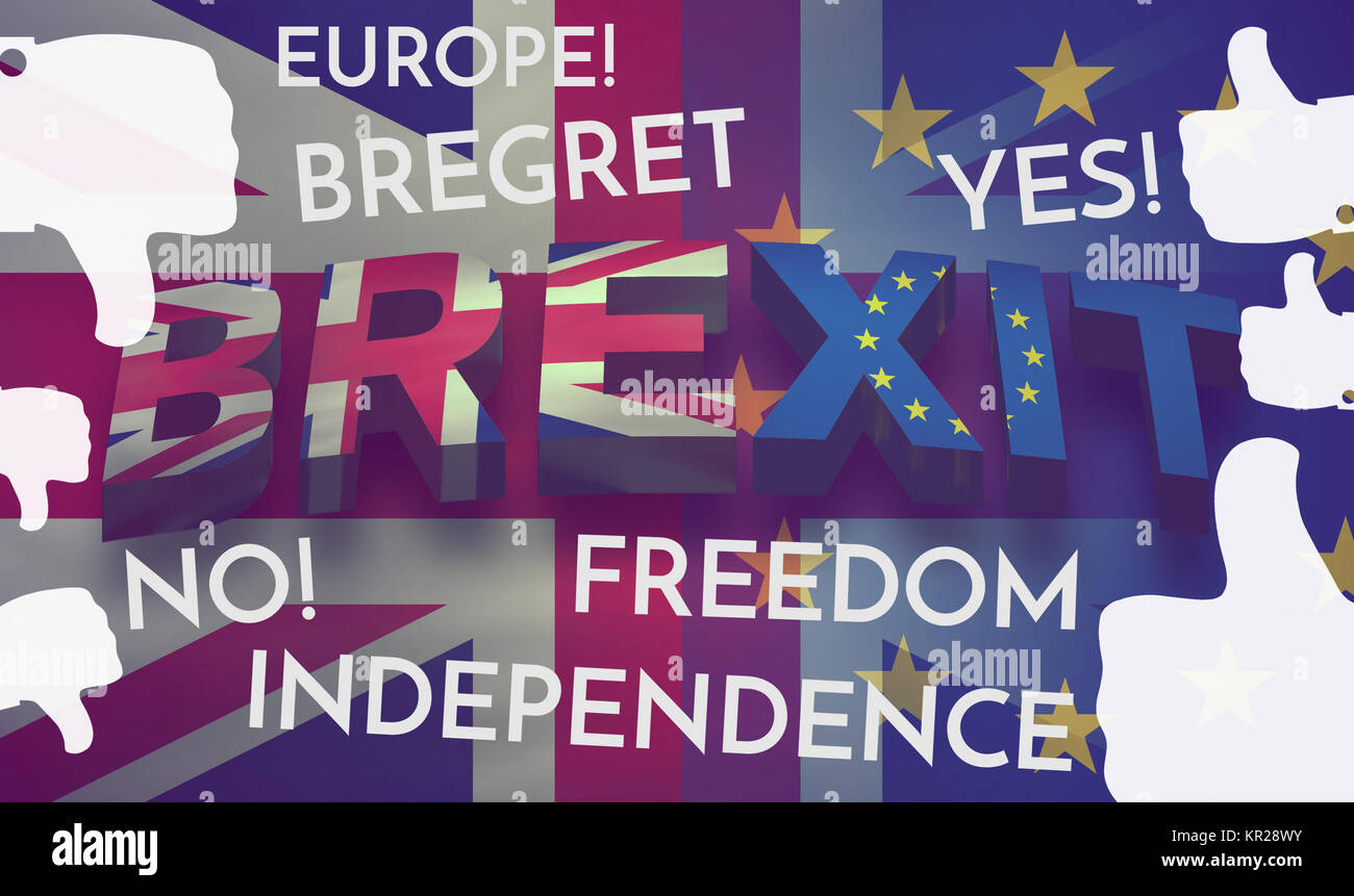 Brexit 3d-render Thema Hintergrund Schrift in Fettdruck Stockfoto