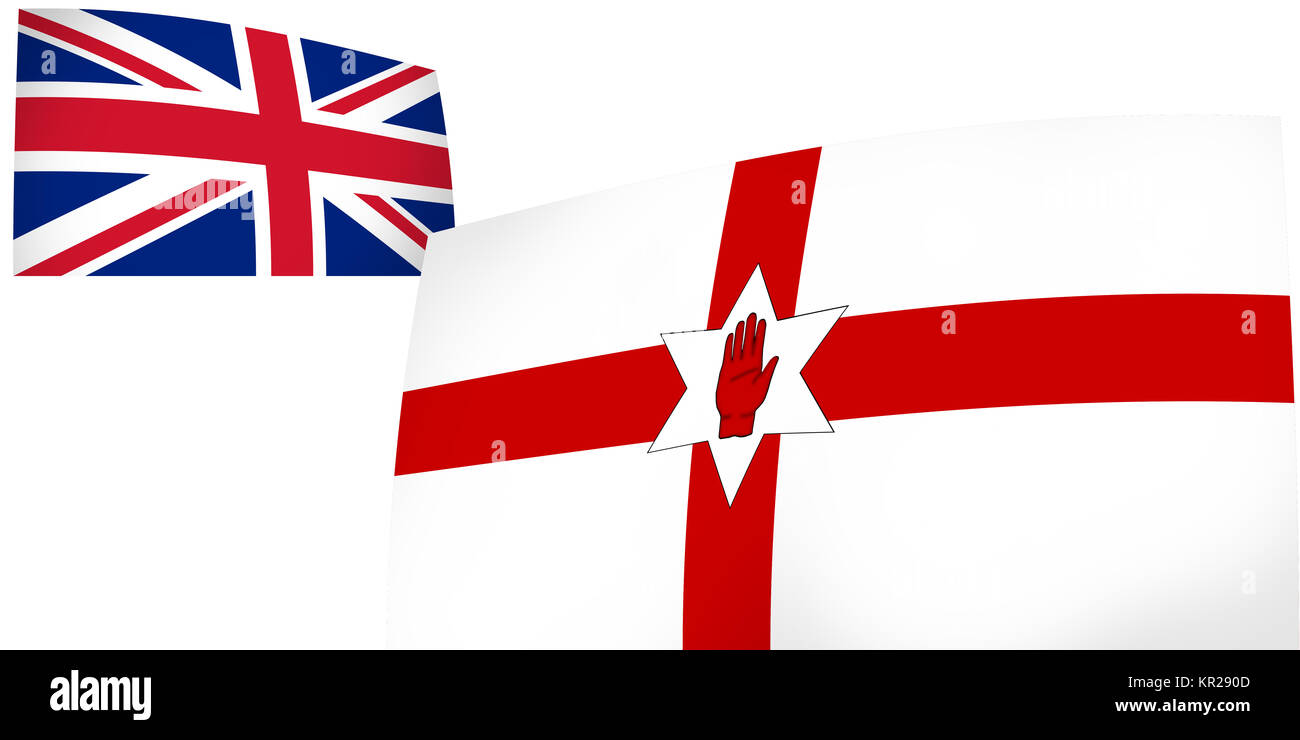 Nordirland und Großbritannien Flaggen-Hintergrund Stockfoto
